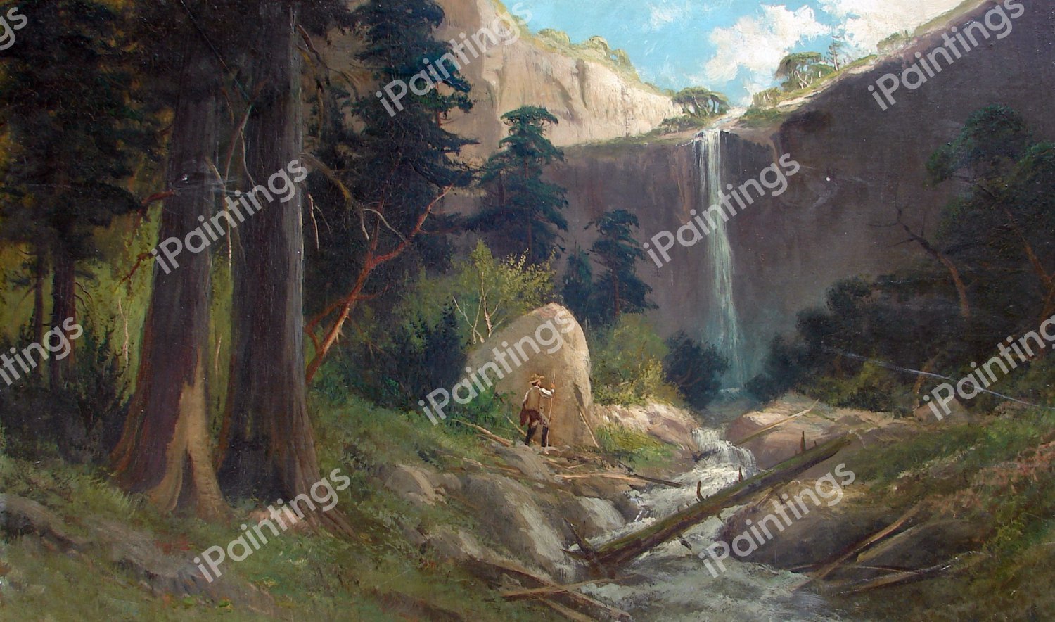 Catskill Fall, Catskill Mountains, New York. The painting by Frederick Ferdinand Schafer