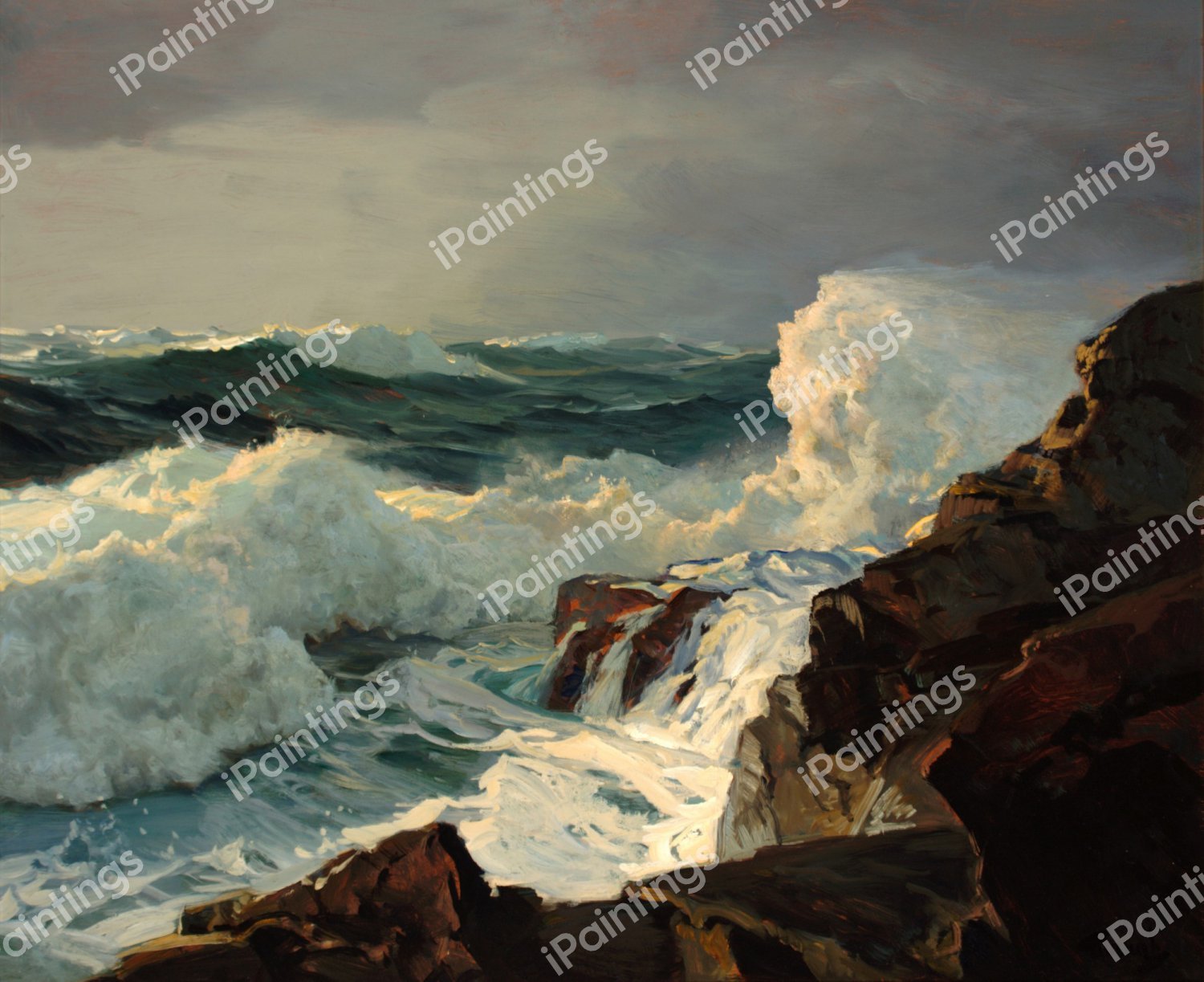 Along the Breaking Surf. The painting by Frederick Judd Waugh