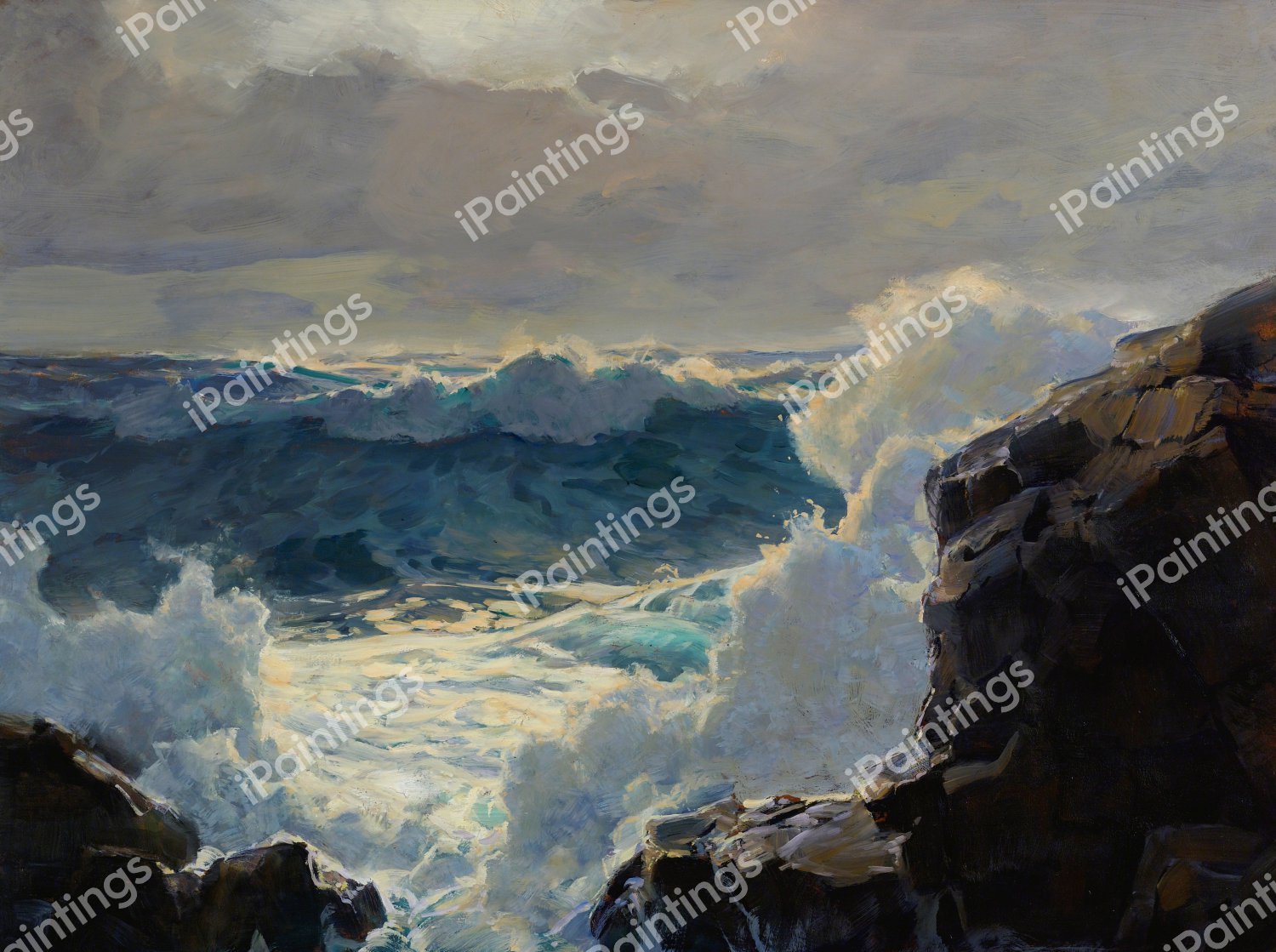 Breaking Waves. The painting by Frederick Judd Waugh