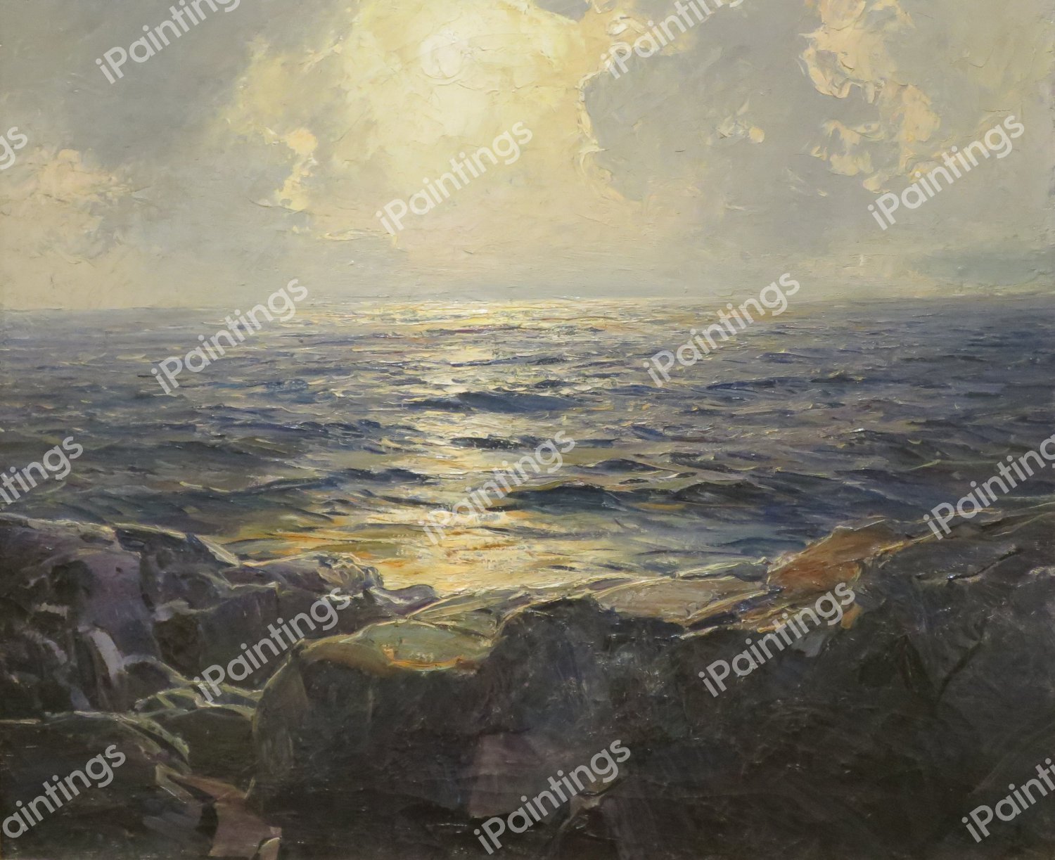 Moonrise. The painting by Frederick Judd Waugh