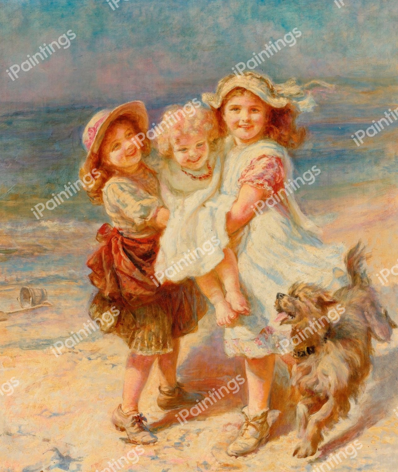 On the Beach. The painting by Frederick Morgan