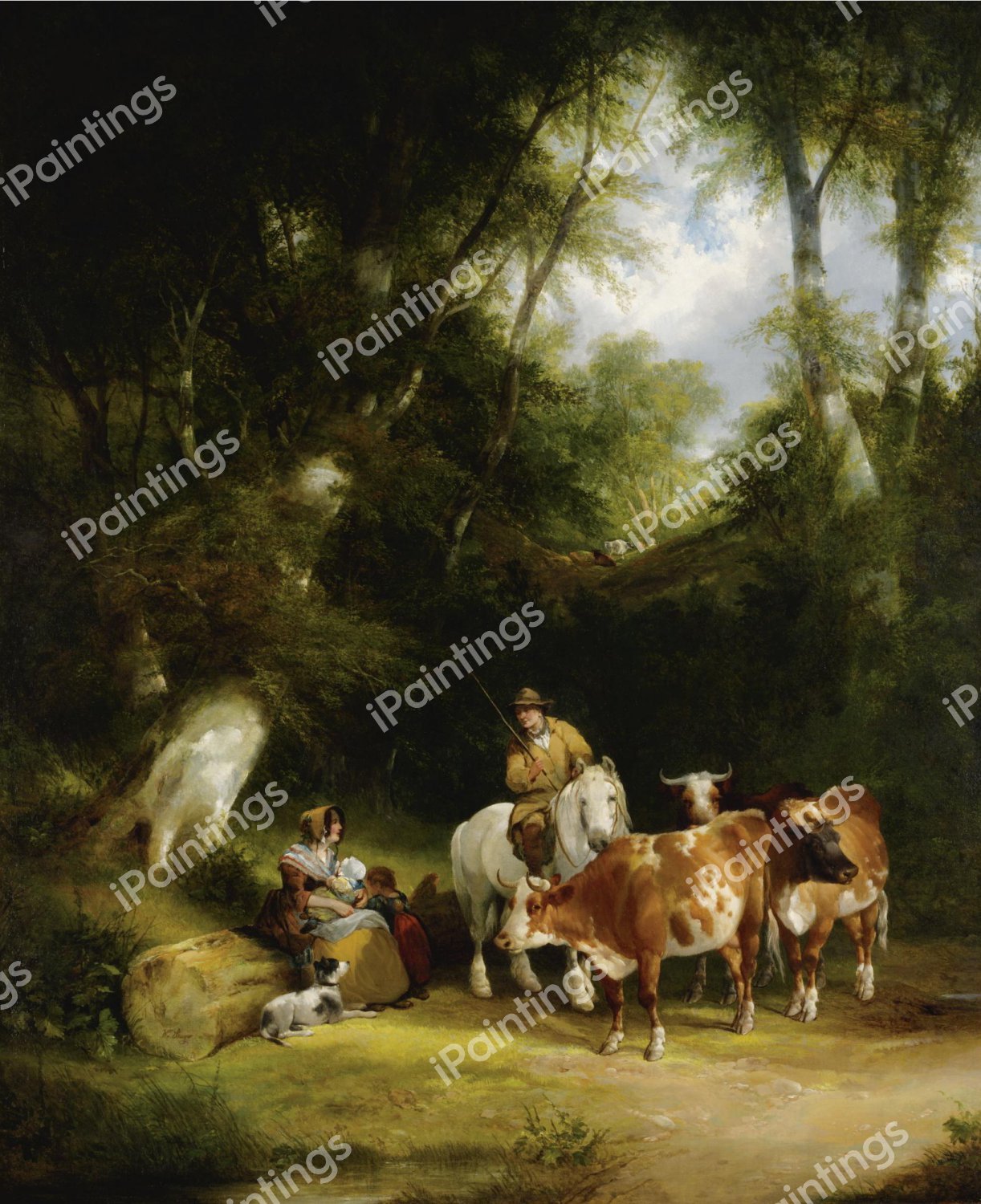 Conversation in a Glade. The painting by Frederick William Hulme