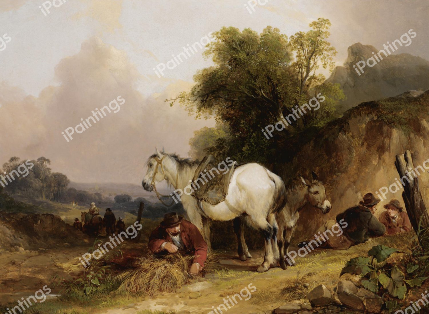 The Fern Gatherers. The painting by Frederick William Hulme