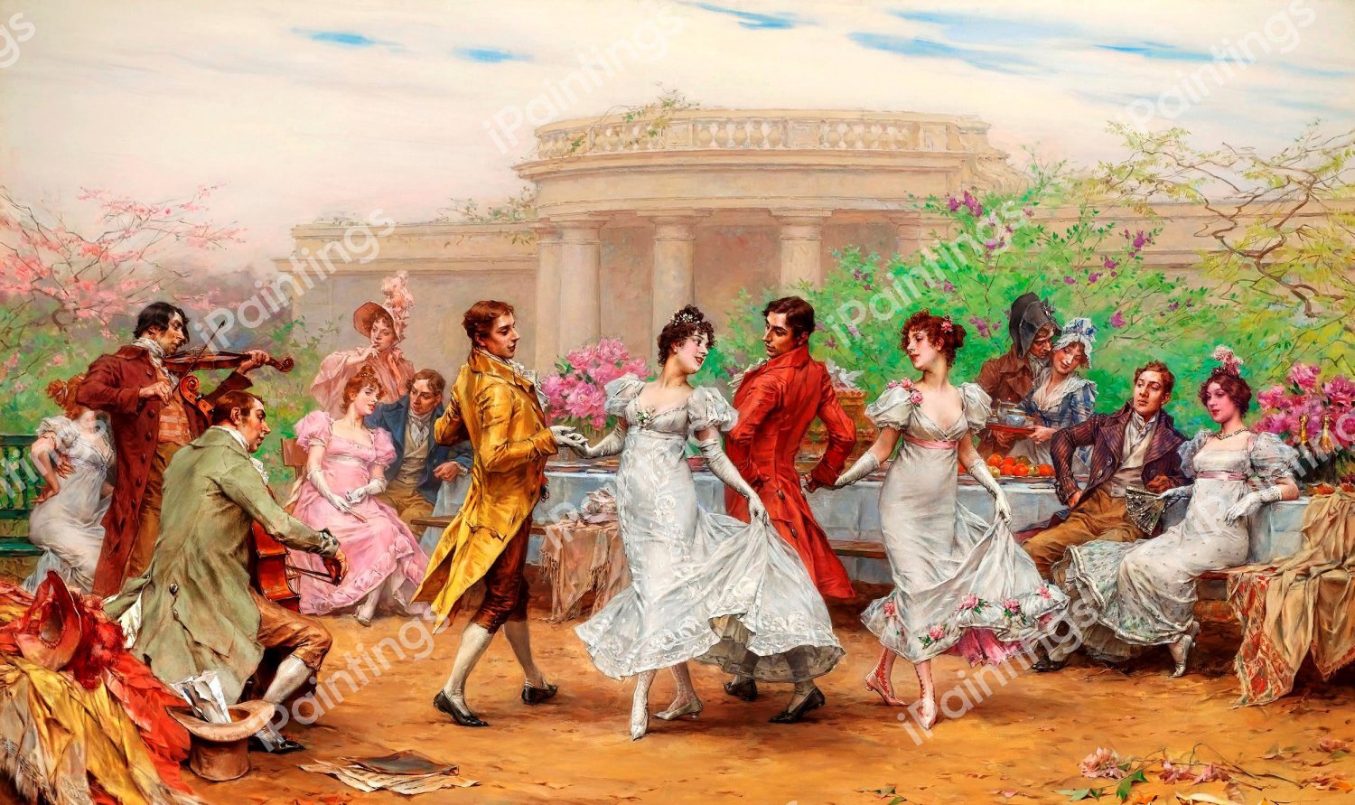 Dance in the Park. The painting by Frederik Hendrik Kaemmerer