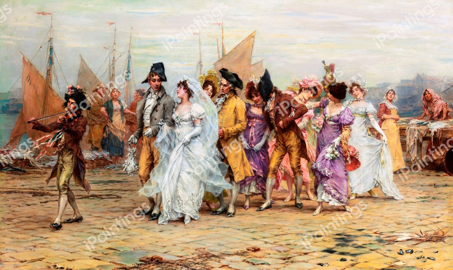 The Wedding Procession. The painting by Frederik Hendrik Kaemmerer