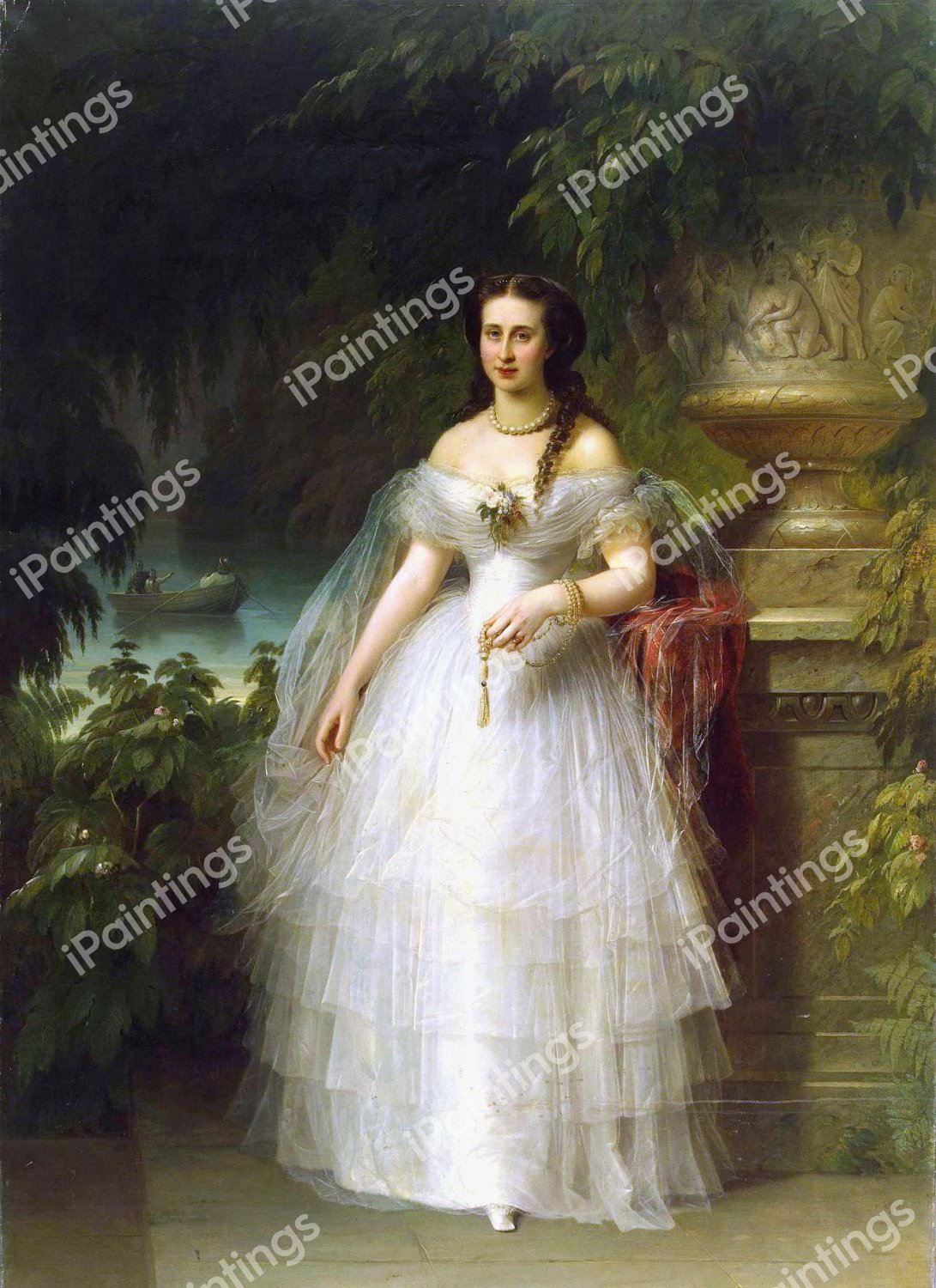 A Portrait of Grand Duchess Alexandra Iosifovna. The painting by Friedrich August Kaulbach
