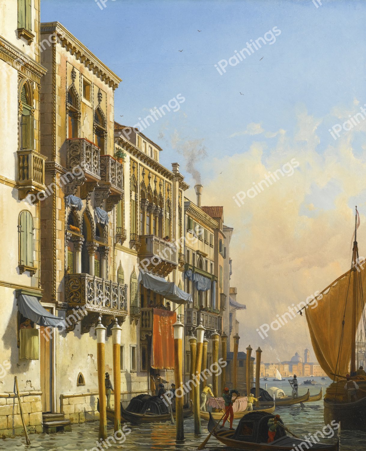 The Palazzi Contarini-Fasan and Contarini, Venice. The painting by Friedrich Nerly