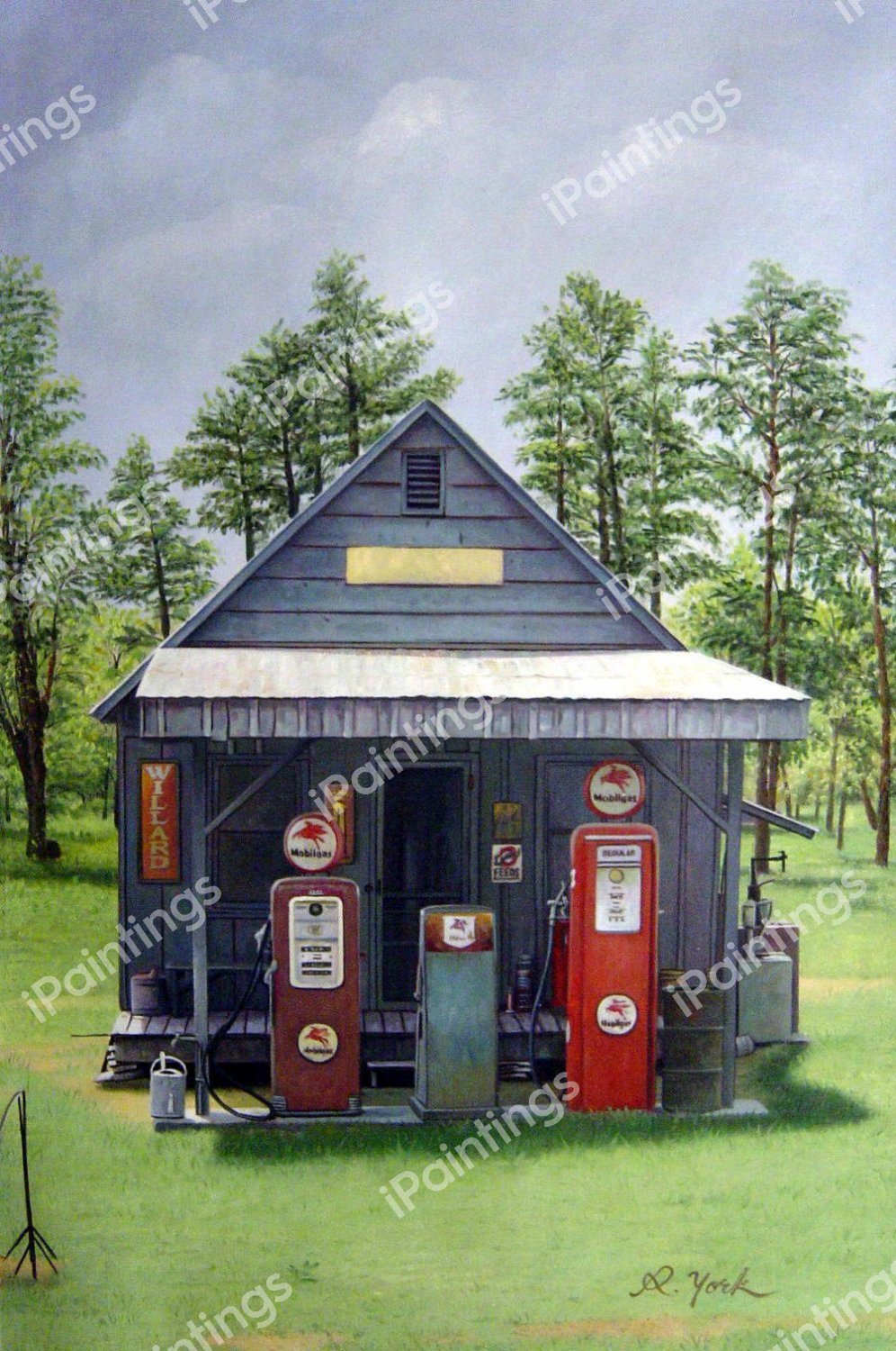Gas Station In The Country. The painting by Our Originals