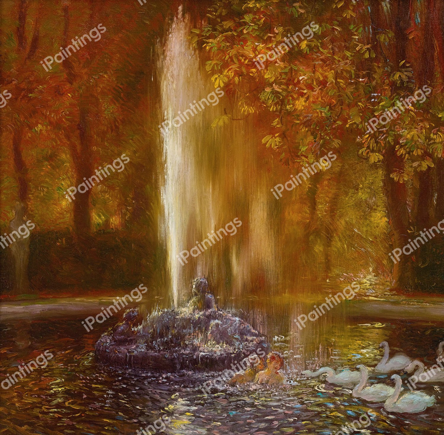 Le Jet d'eau Versailles. The painting by Gaston La Touche