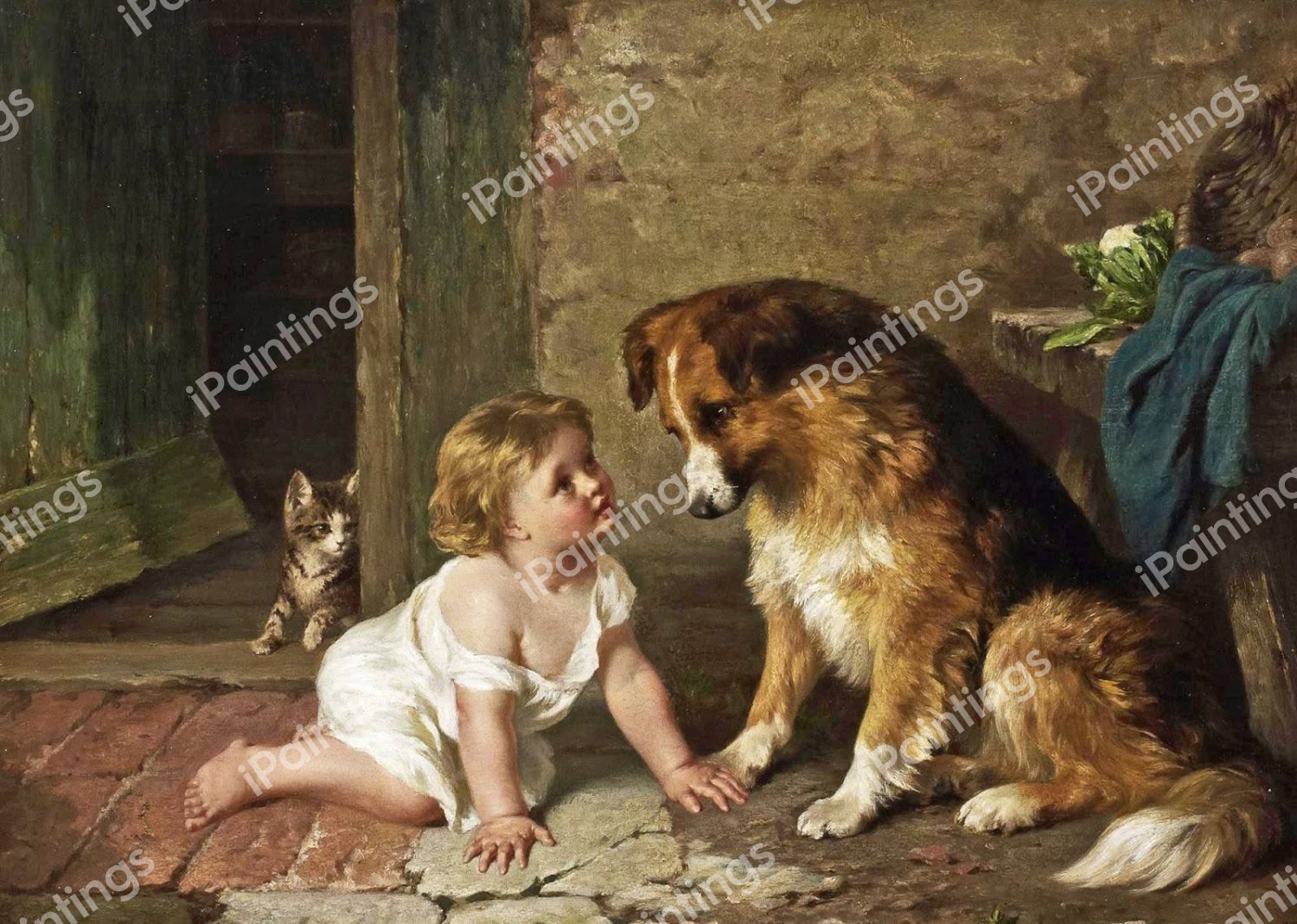 Playmates. The painting by George Augustus Holmes