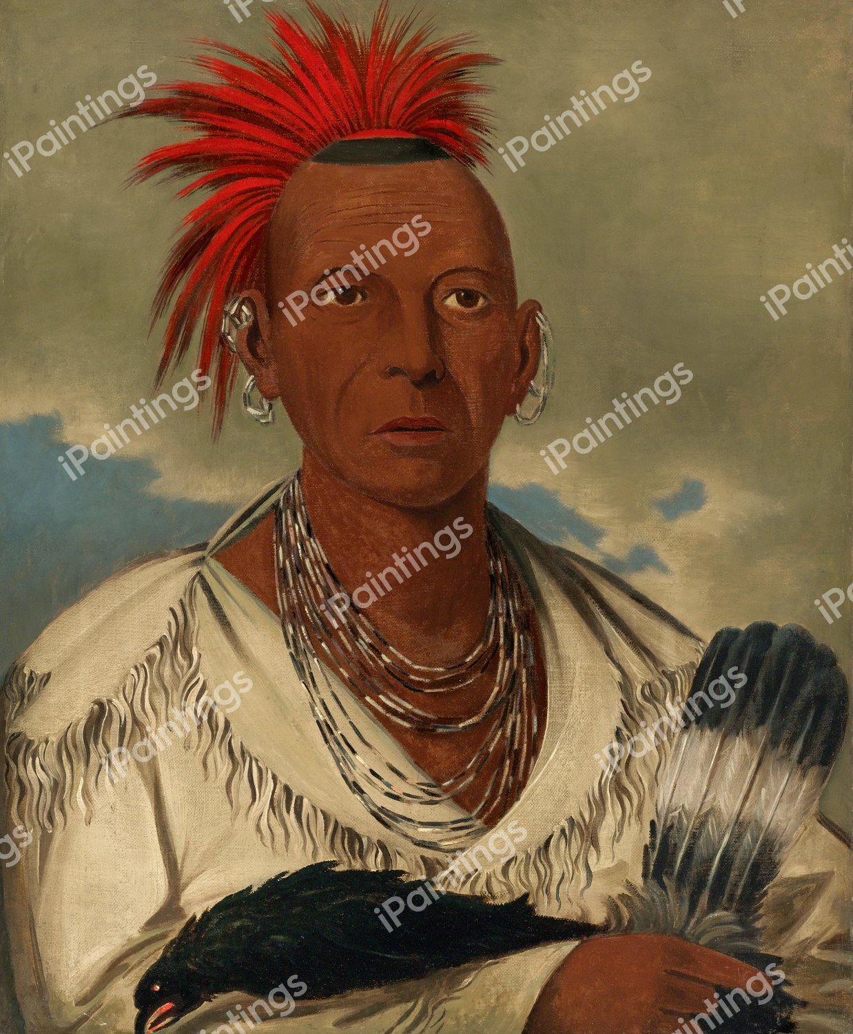 Black Hawk, Prominent Sauk Chief, Sauk and Fox. The painting by George Catlin