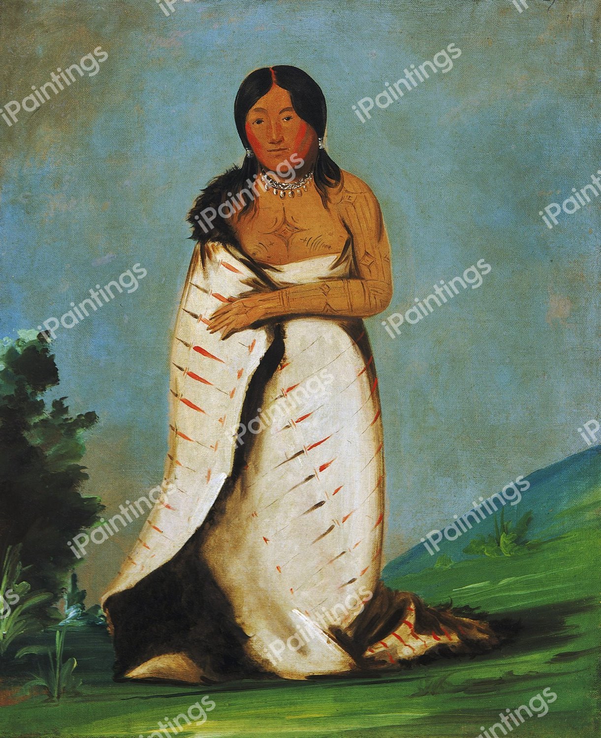 Hee-lah-dee, Pure Fountain, Wife of The Smoke. The painting by George Catlin