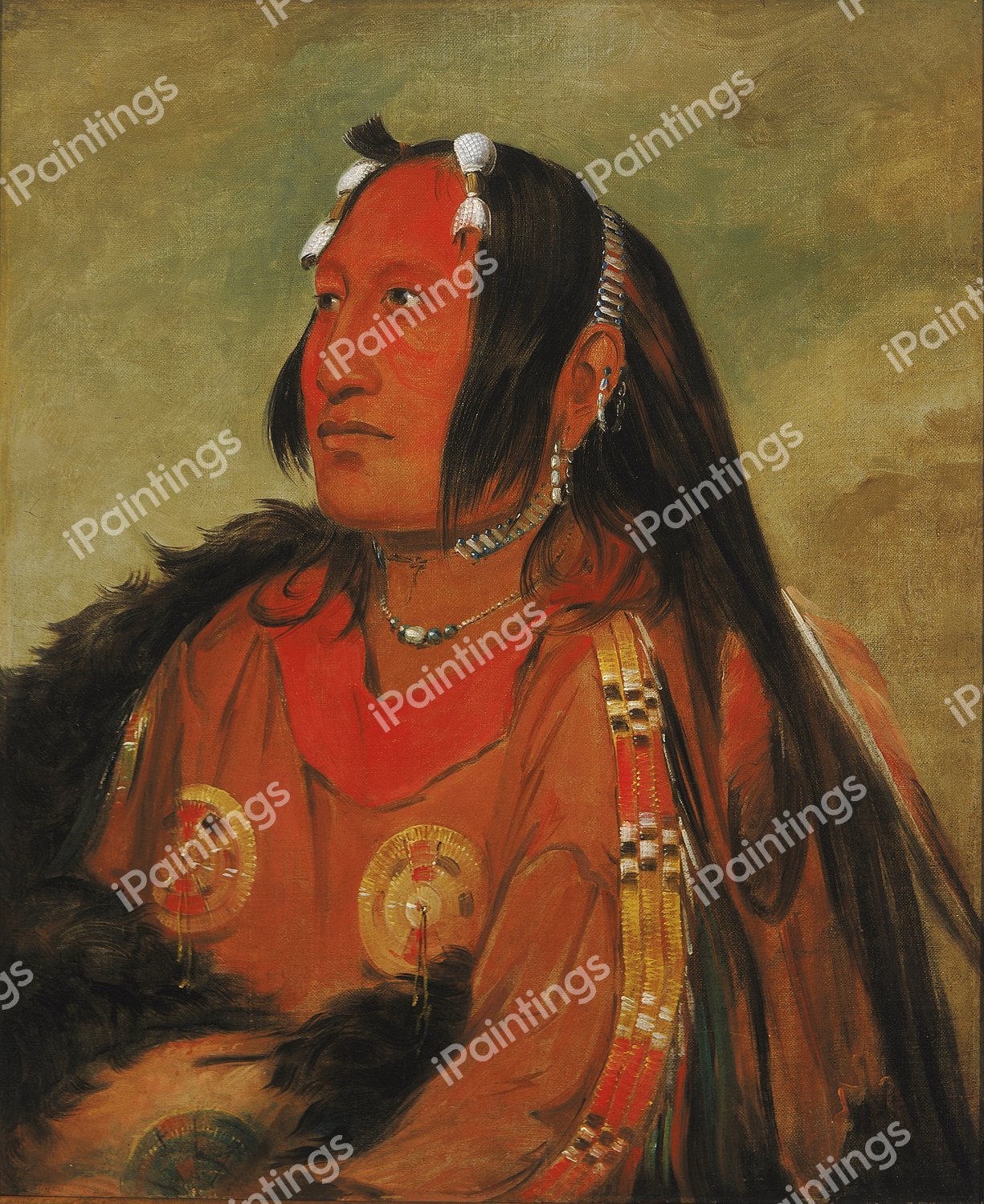Pigeons Egg Head. The painting by George Catlin