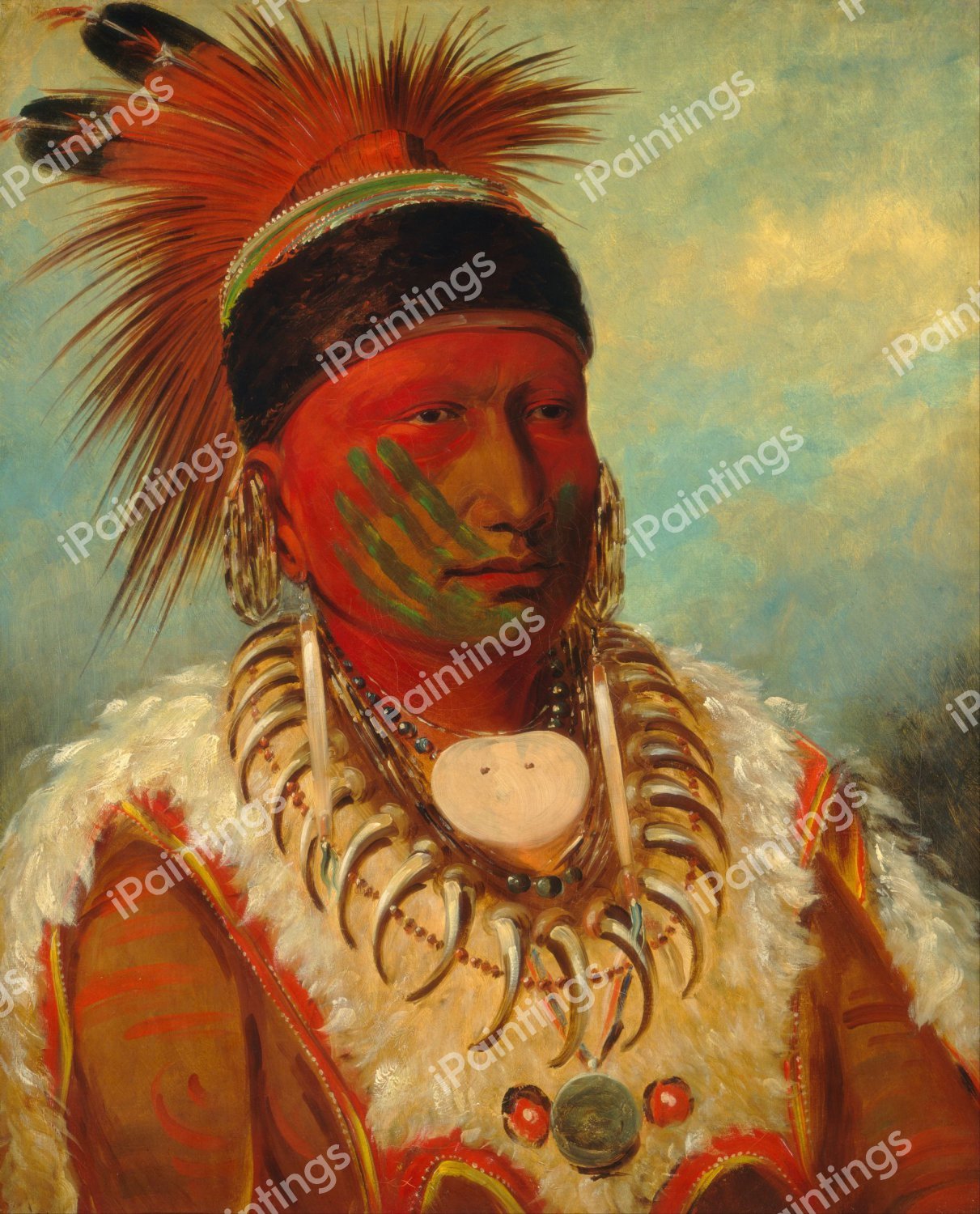 The White Cloud, Head Chief of the Iowas. The painting by George Catlin