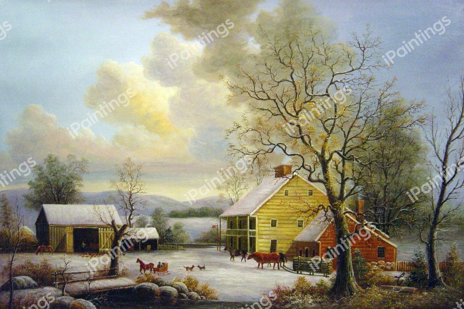 A Winter Path In The Country. The painting by George Durrie