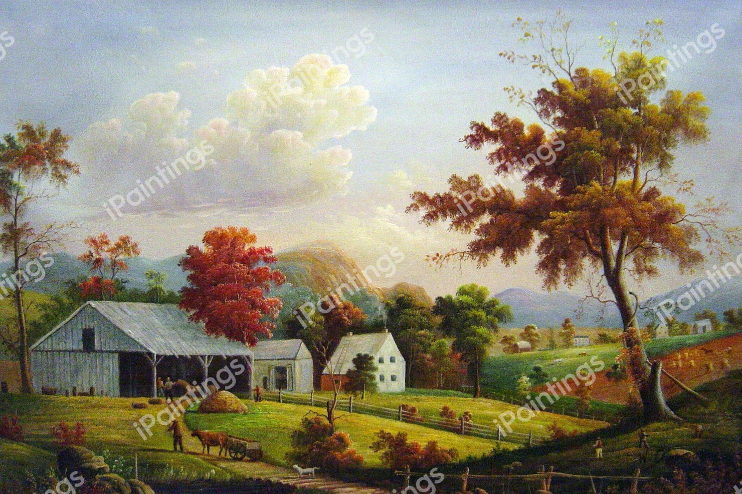 Autumn, Cider Pressing. The painting by George Durrie