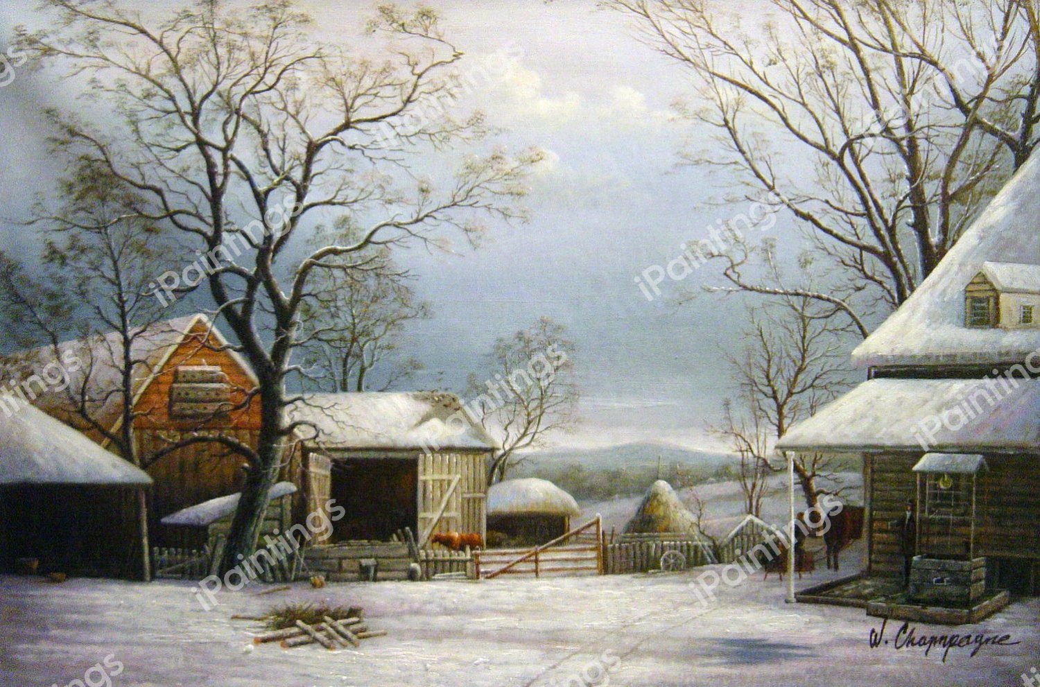 Farmyard, Winter. The painting by George Durrie