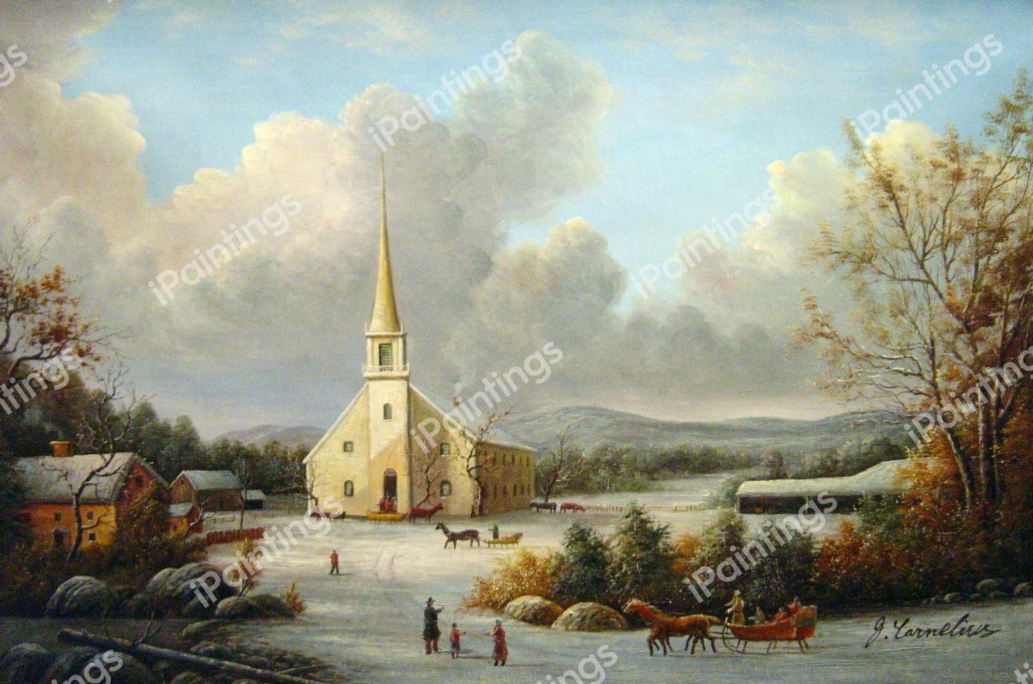 Going To Church. The painting by George Durrie