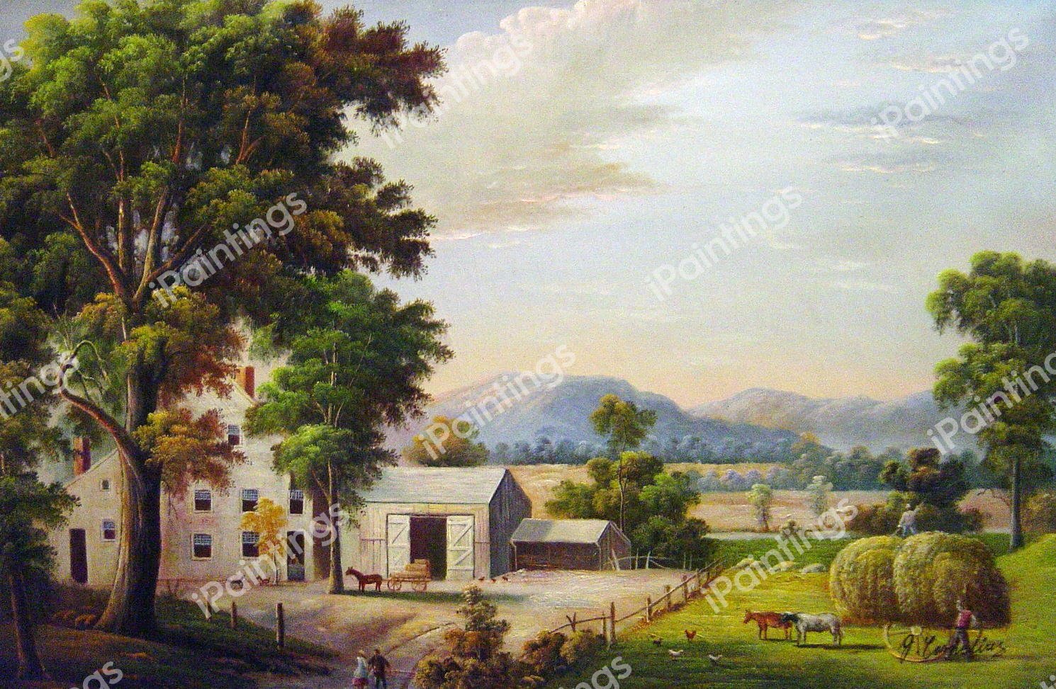 Haying At Jones Inn. The painting by George Durrie
