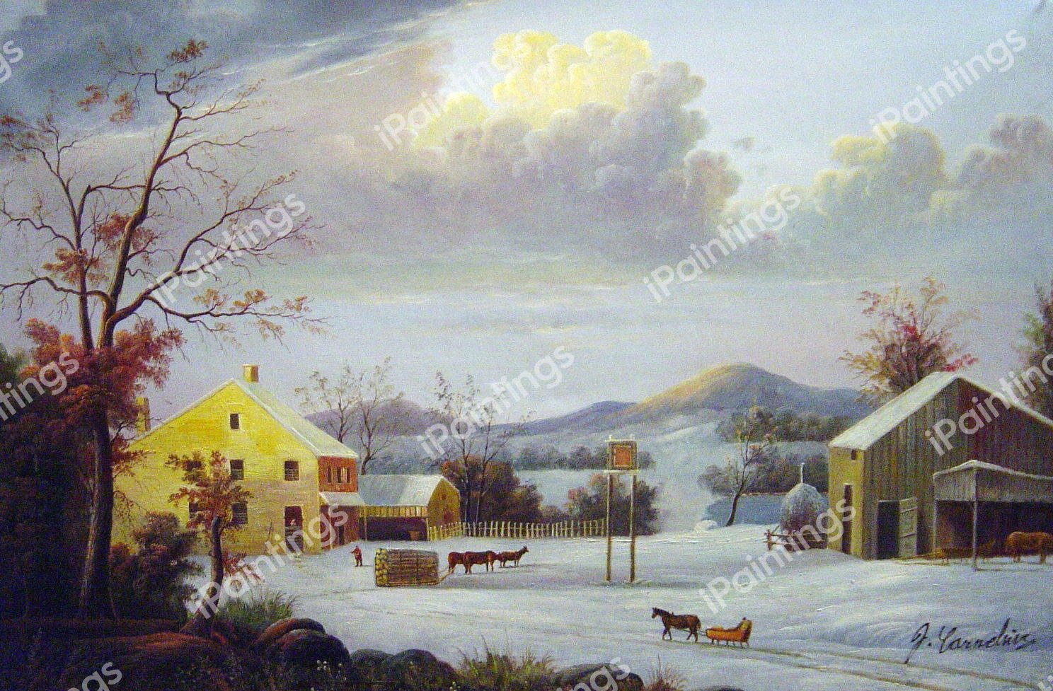 Jones Inn, Winter. The painting by George Durrie