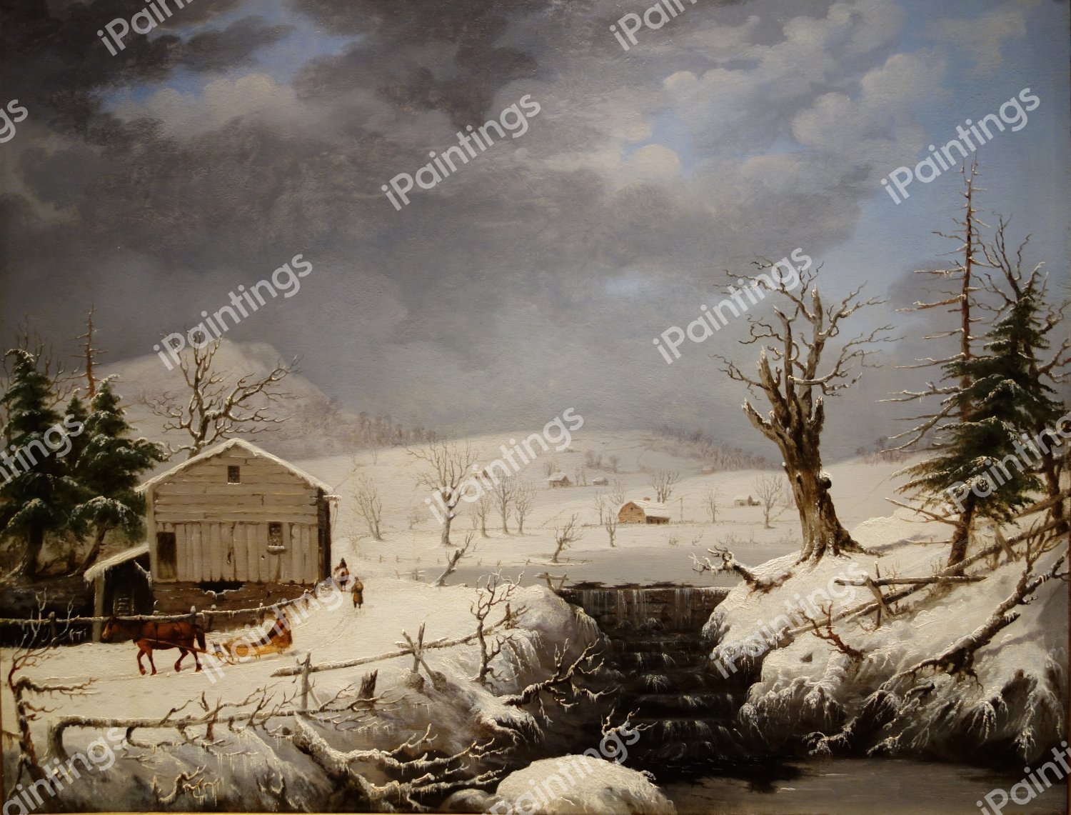 Winter in New England. The painting by George Durrie