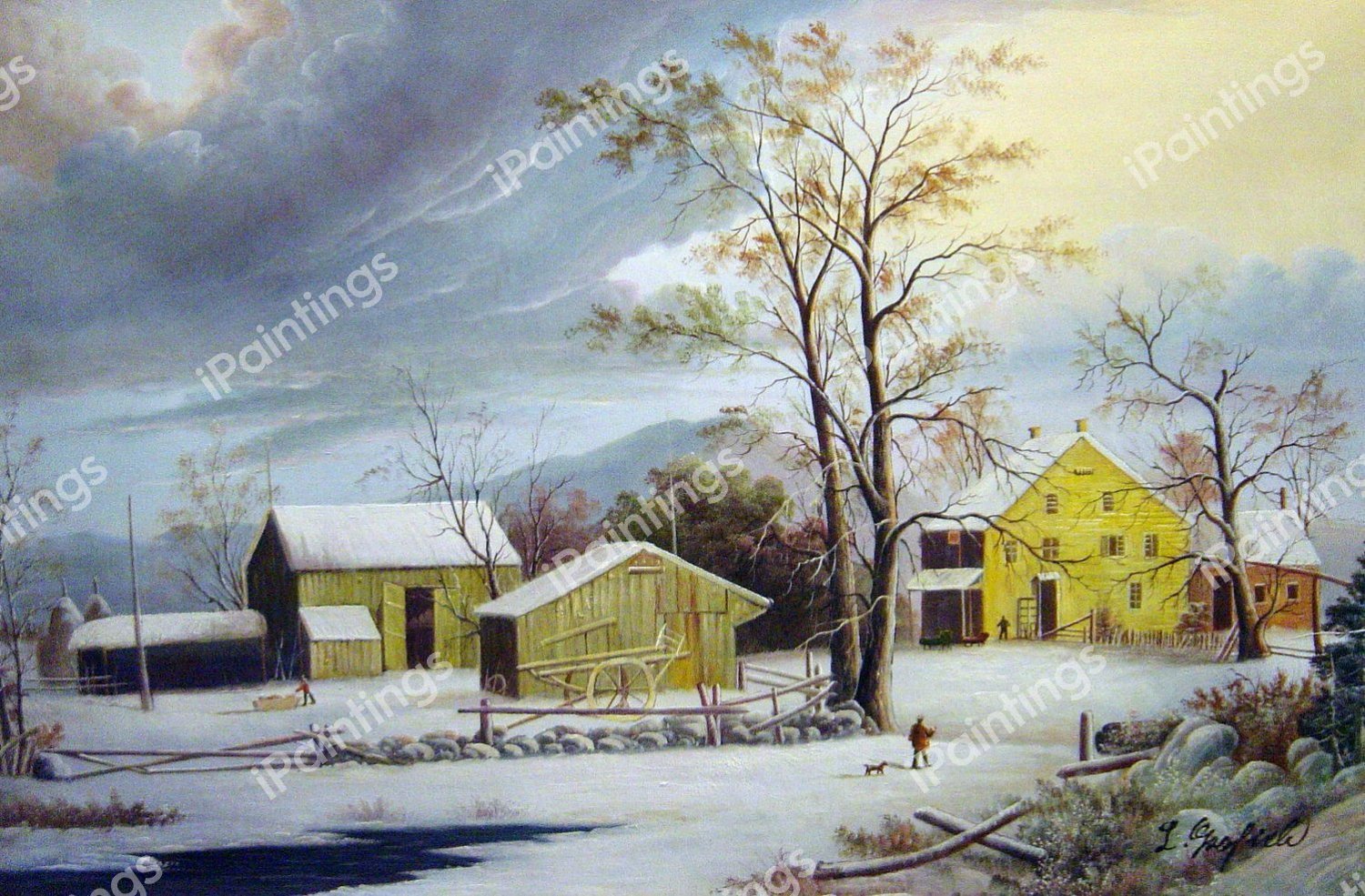 Winter In The Country, A Cold Morning. The painting by George Durrie