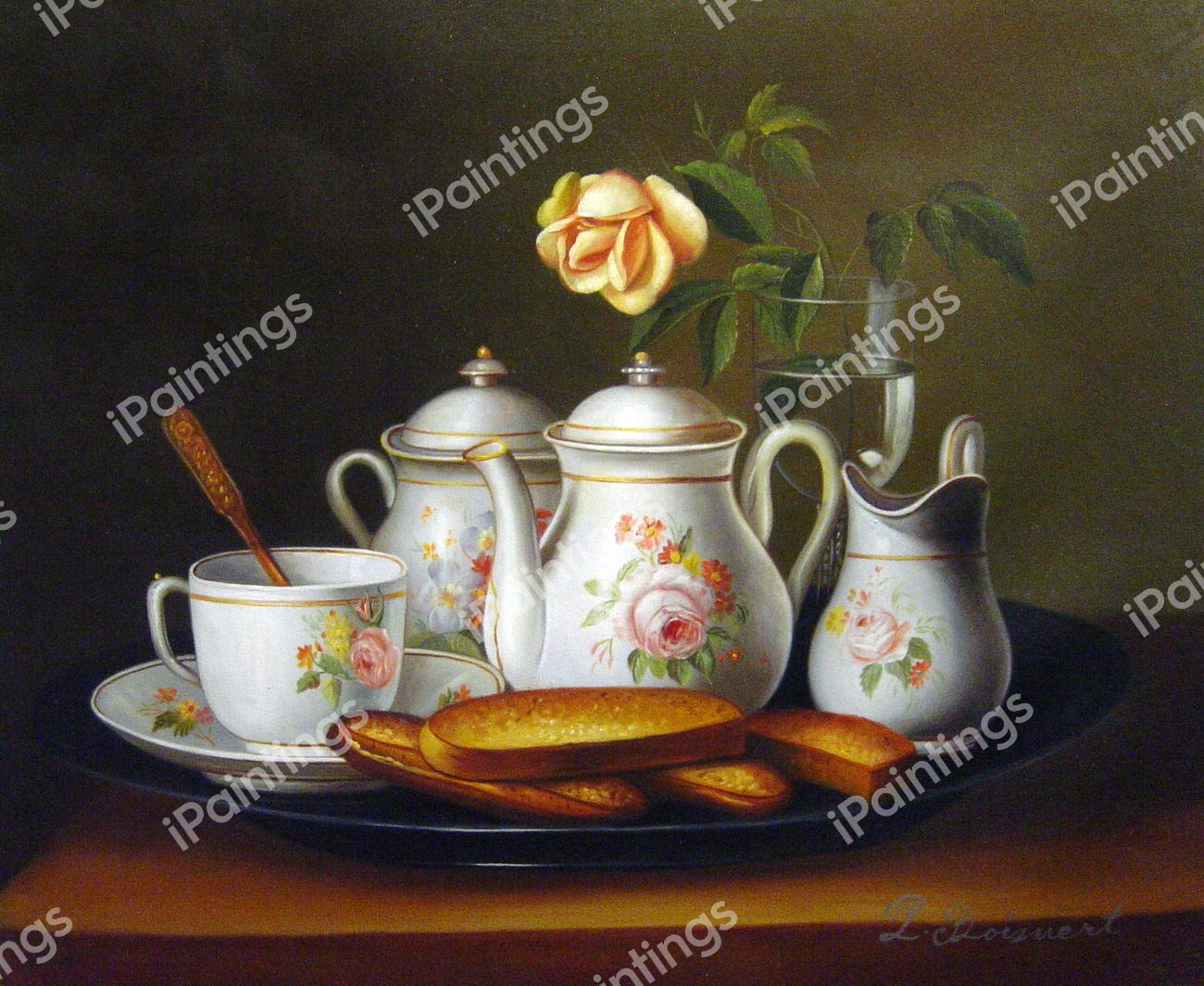 A Still Life Of Porcelain And Biscuits. The painting by George Forster