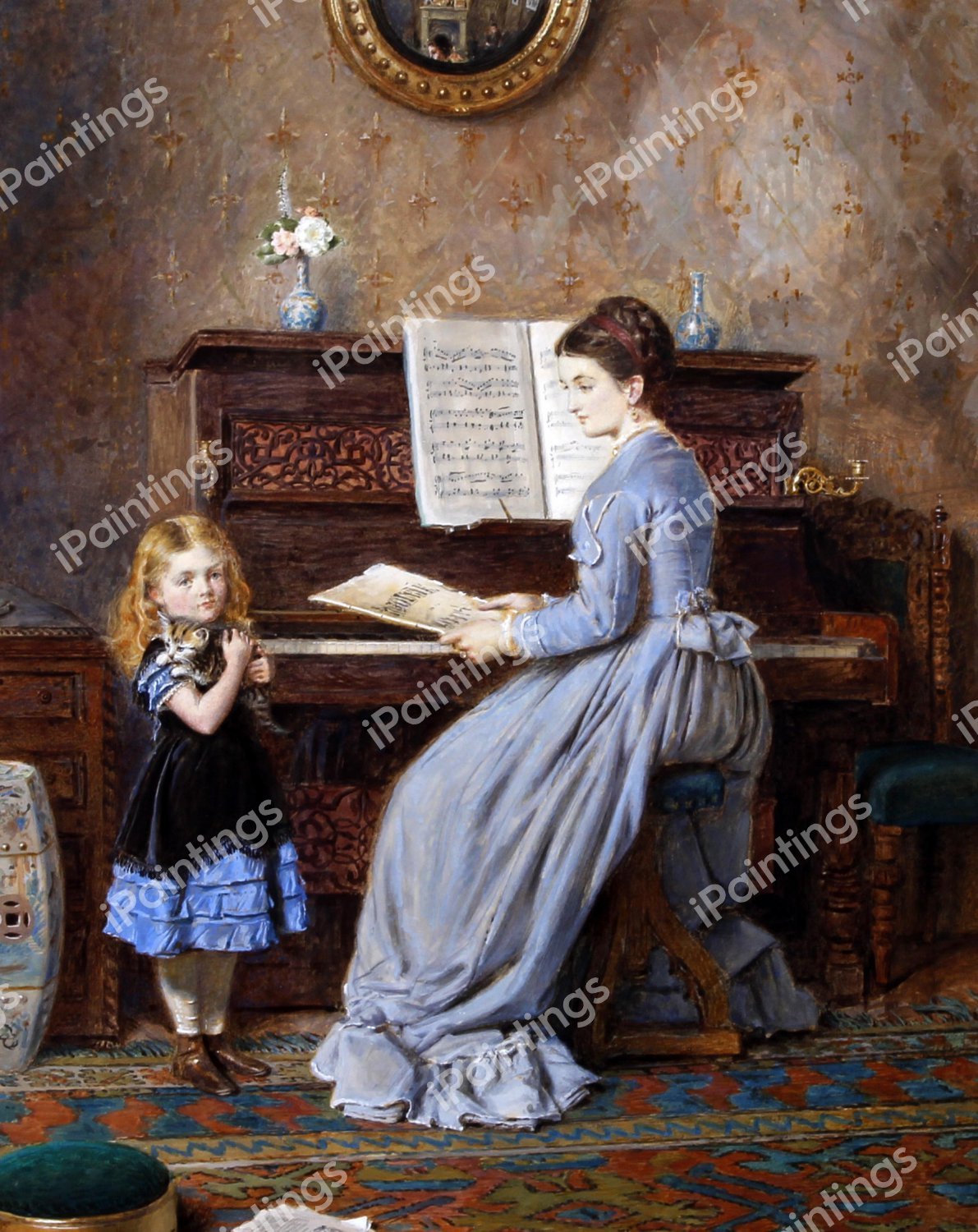 The Piano Lesson, 1871. The painting by George Goodwin Kilburne