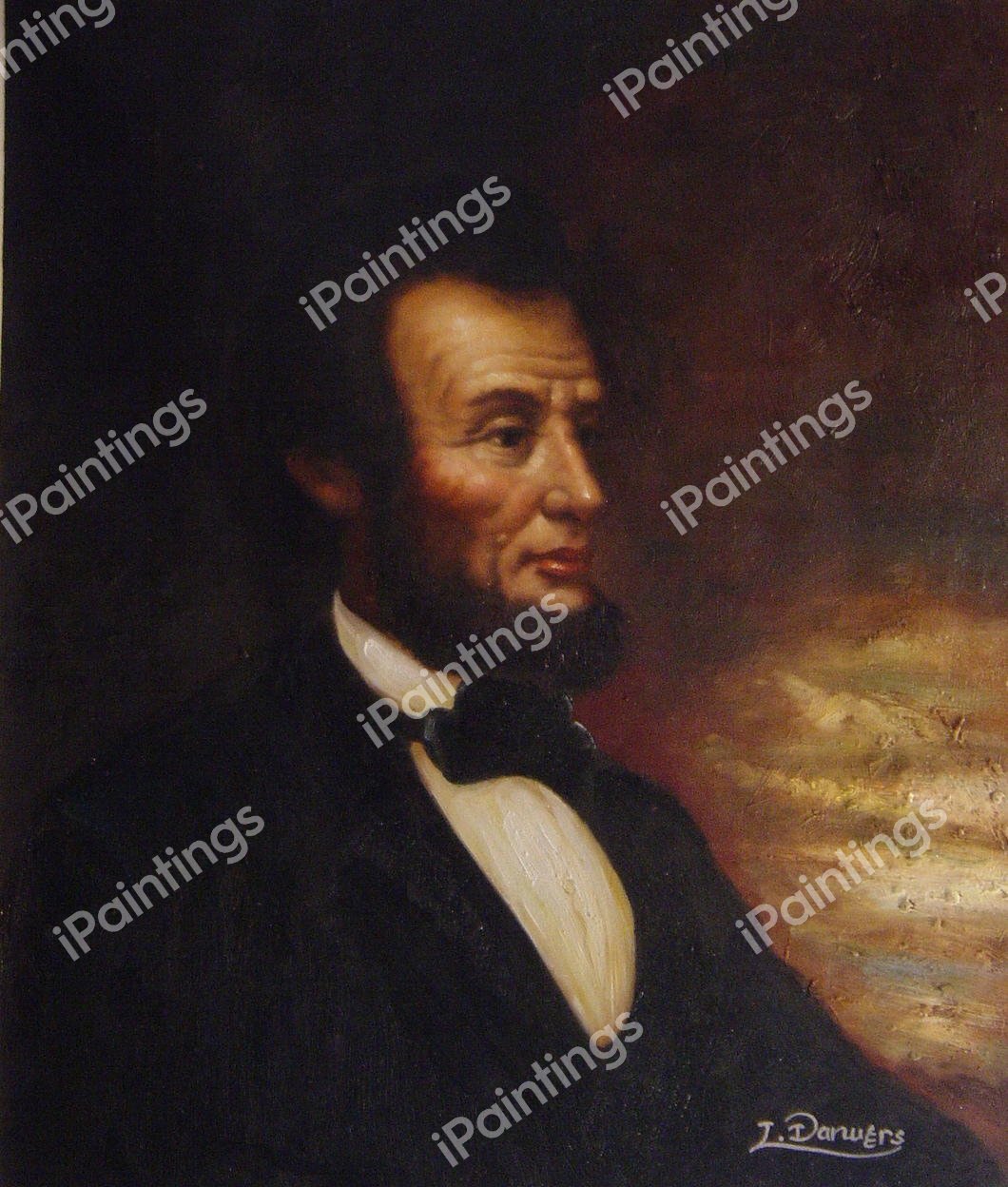 A Portrait Of Abraham Lincoln. The painting by George Henry Story