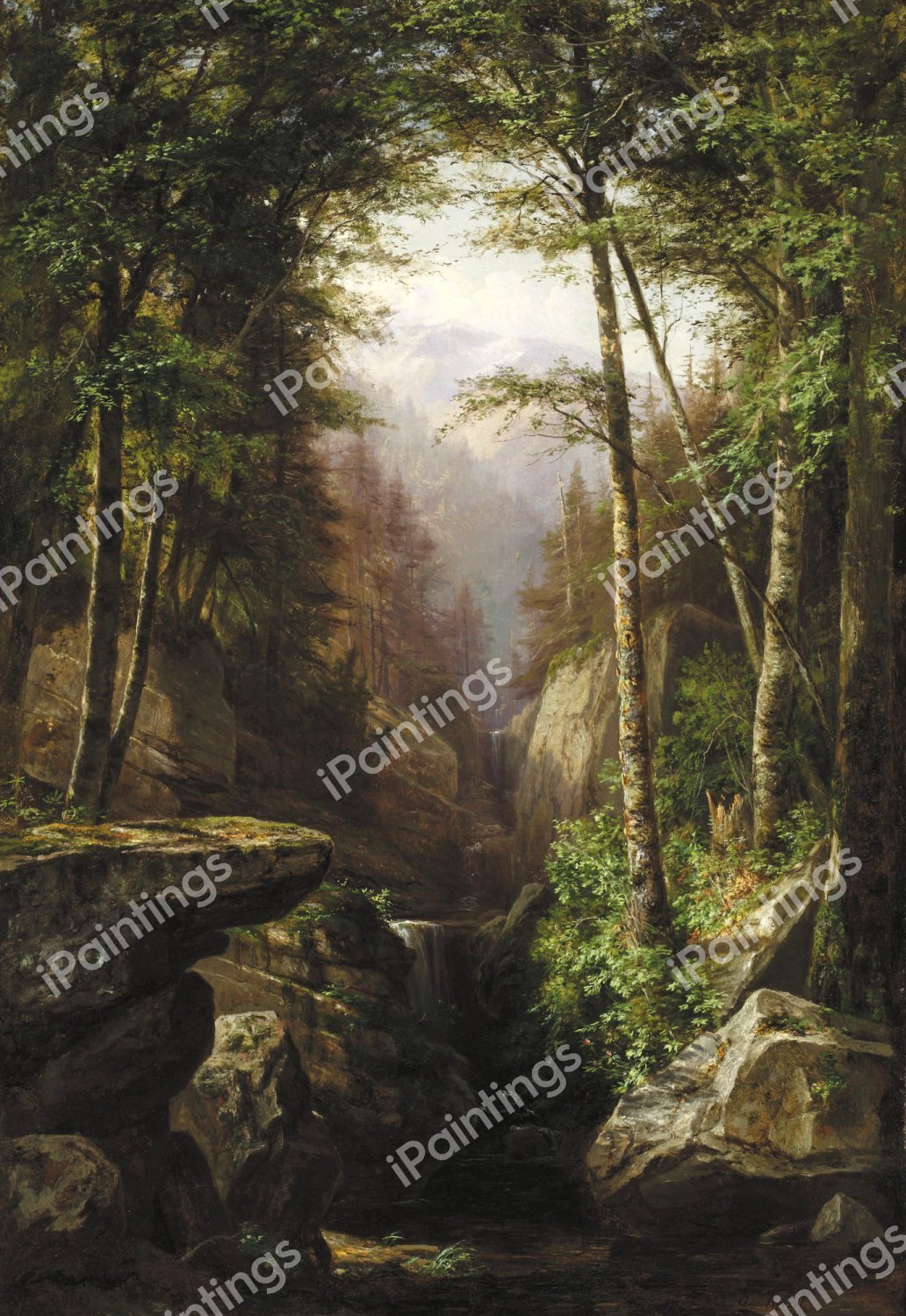 A Rocky Gorge. The painting by George Hetzel