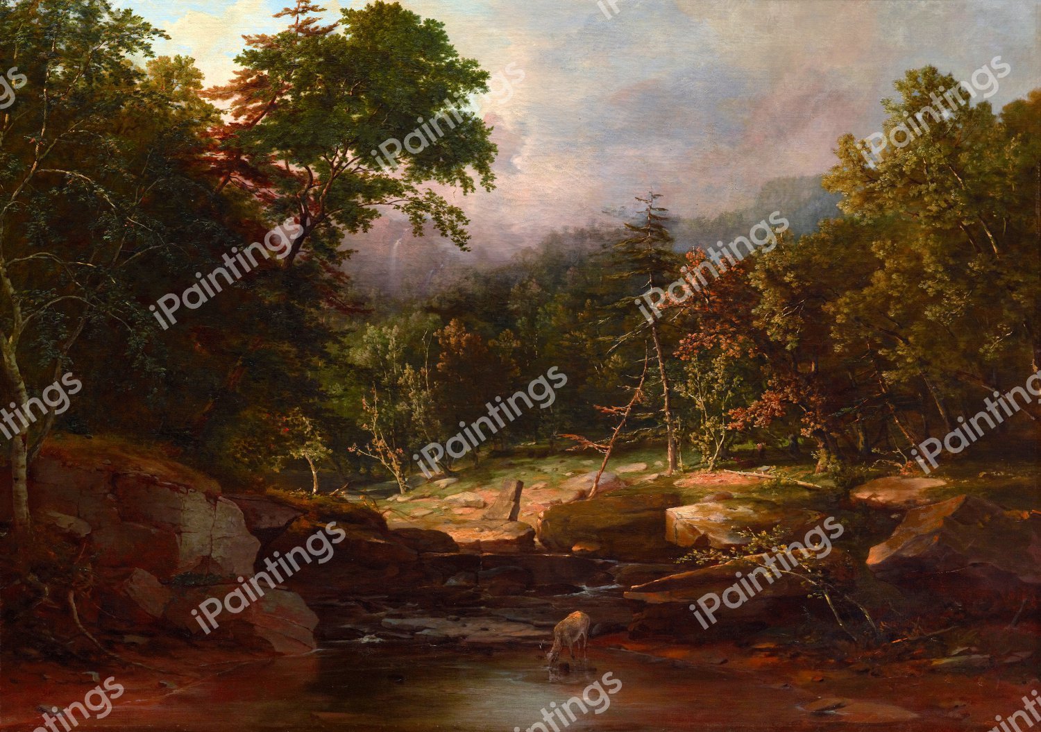 Stream in the Mountains [formerly: In the Woods]. The painting by George Inness