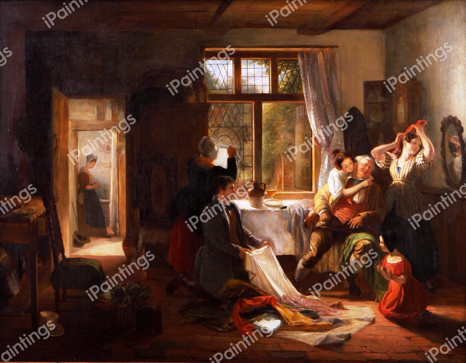 The Peddler. The painting by George Webster