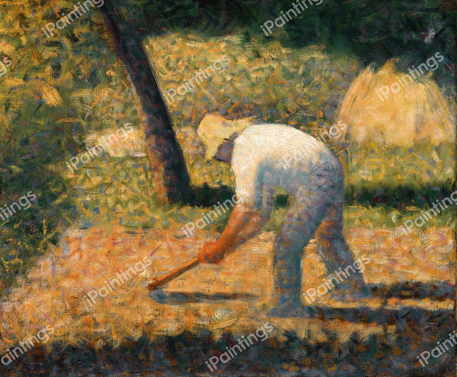 Peasant with Hoe. The painting by Georges Seurat