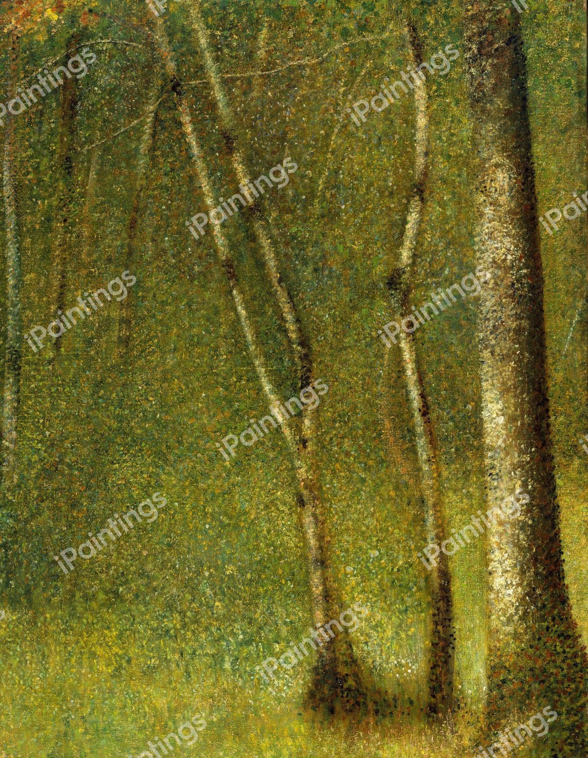 The Forest at Pontaubert. The painting by Georges Seurat