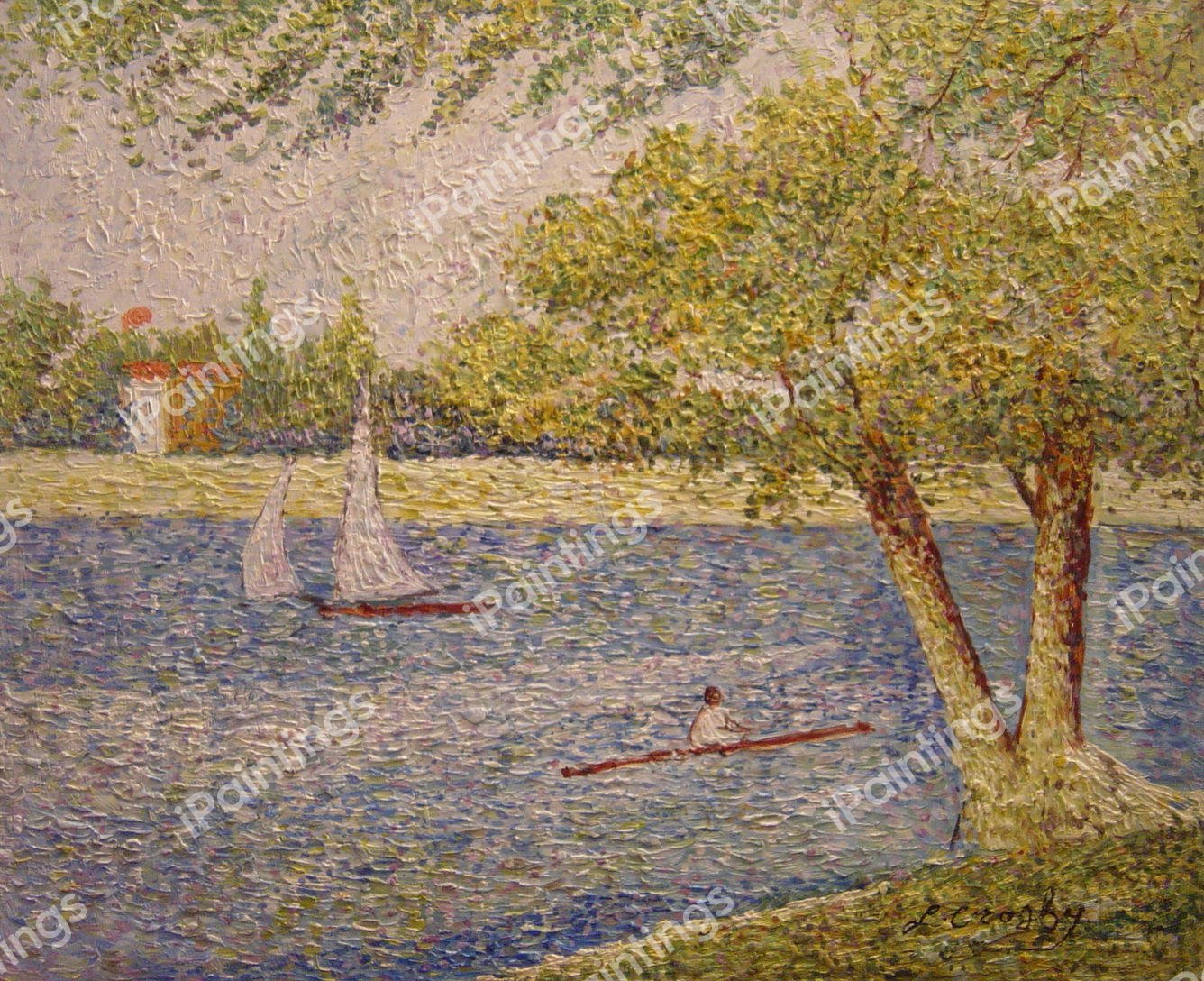 The Seine At La Grande Jatte In The Spring. The painting by Georges Seurat