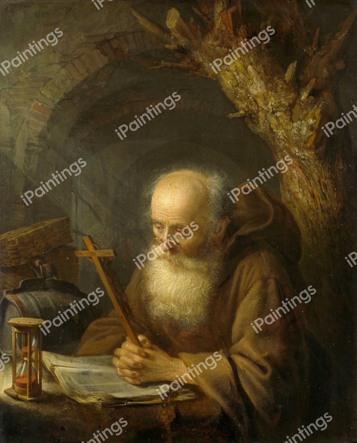 A Hermit . The painting by Gerrit Dou