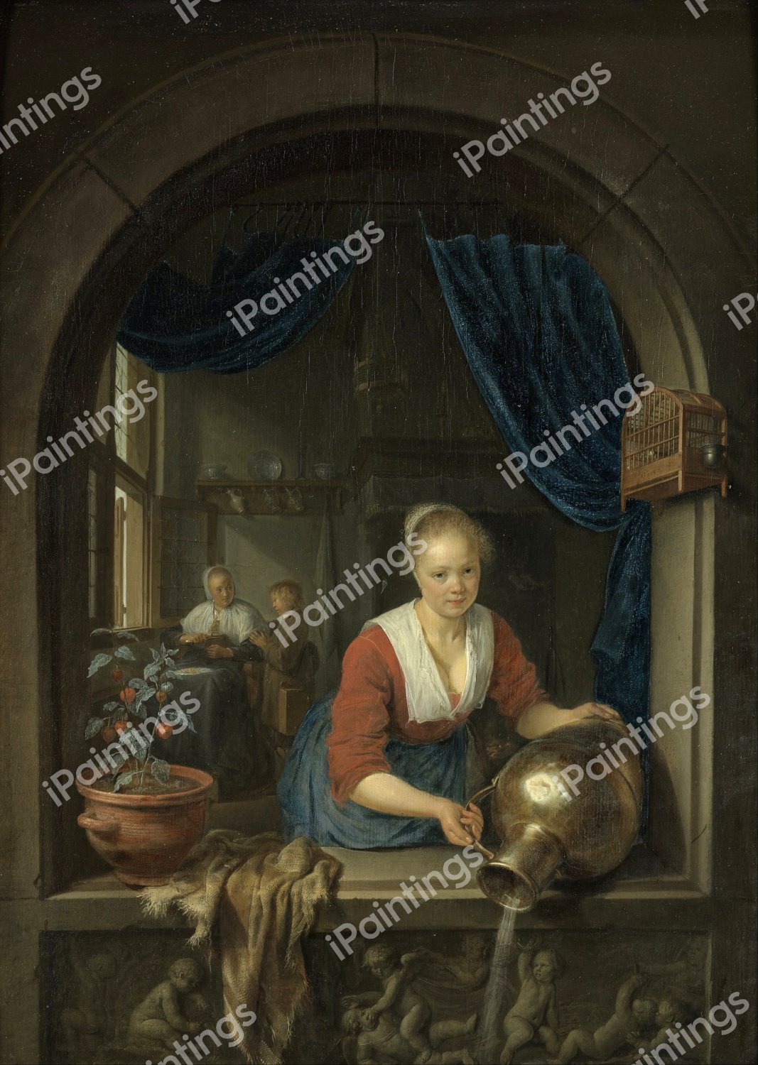 Maid at the Window. The painting by Gerrit Dou