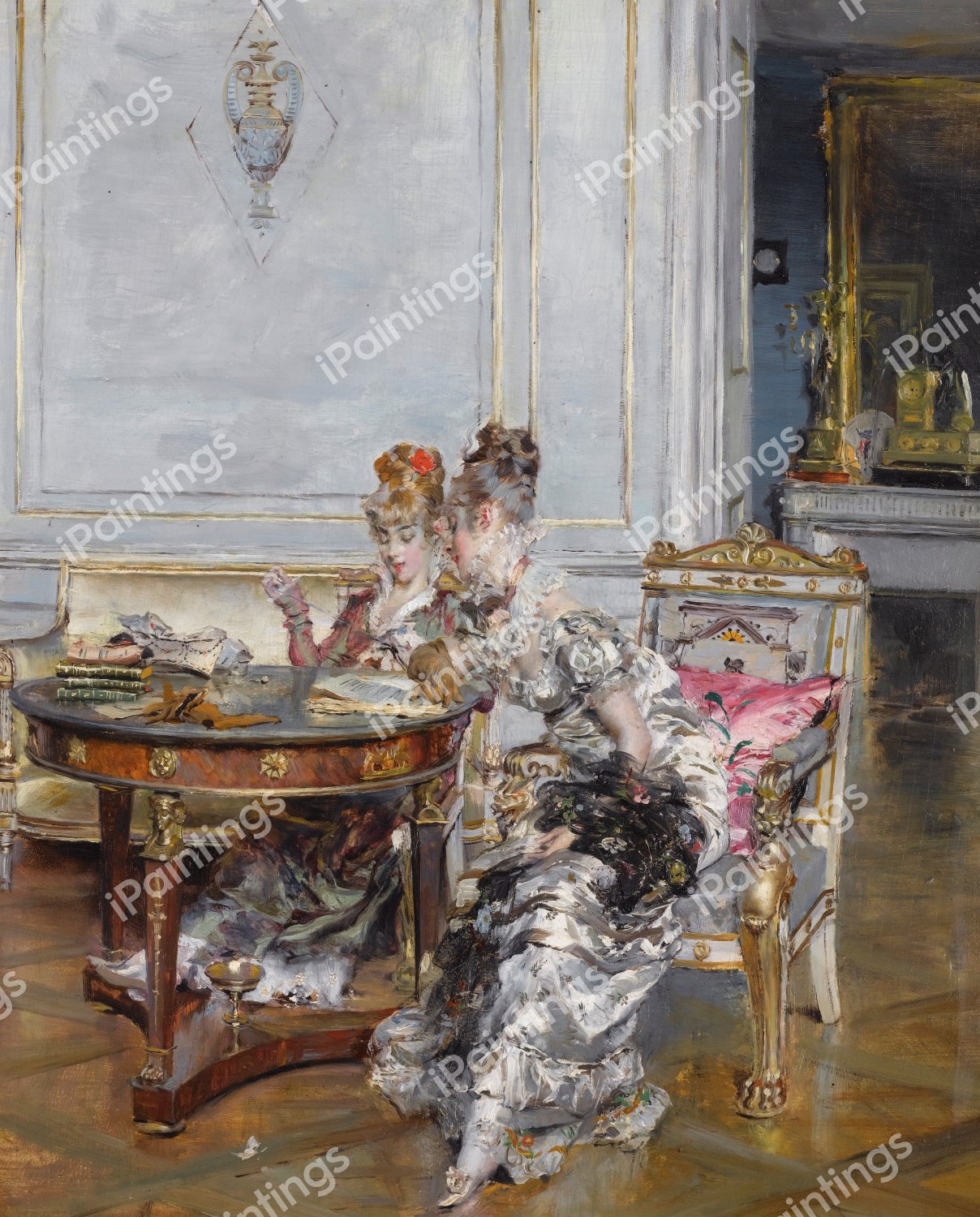 Confidences, 1872. The painting by Giovanni Boldini