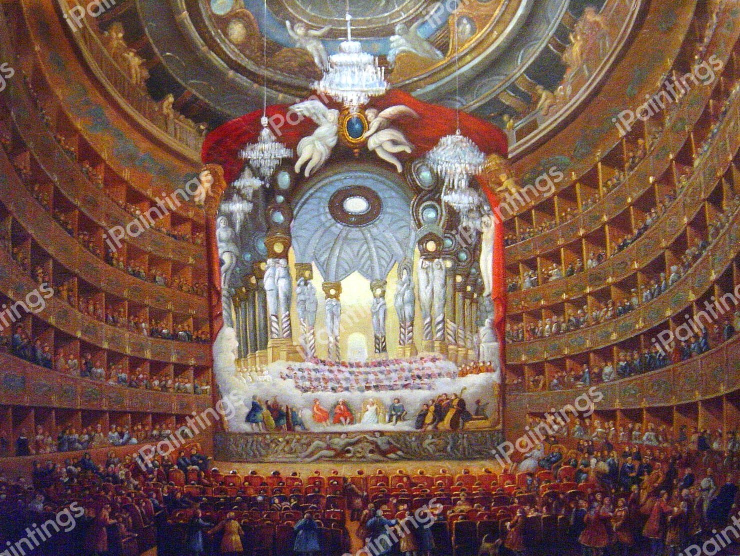 Musical Fete. The painting by Giovanni Paolo Pannini