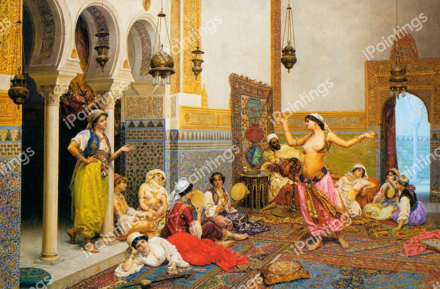The Harem Dance. The painting by Giulio Rosati