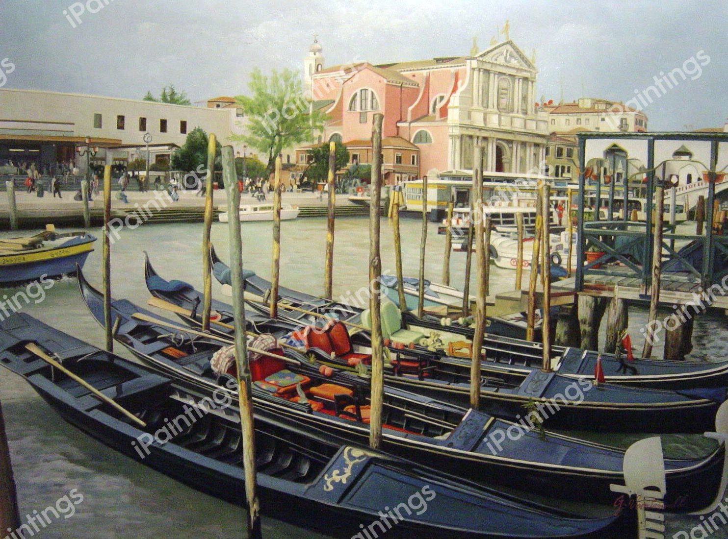 Gondolas In Venice, Italy. The painting by Our Originals