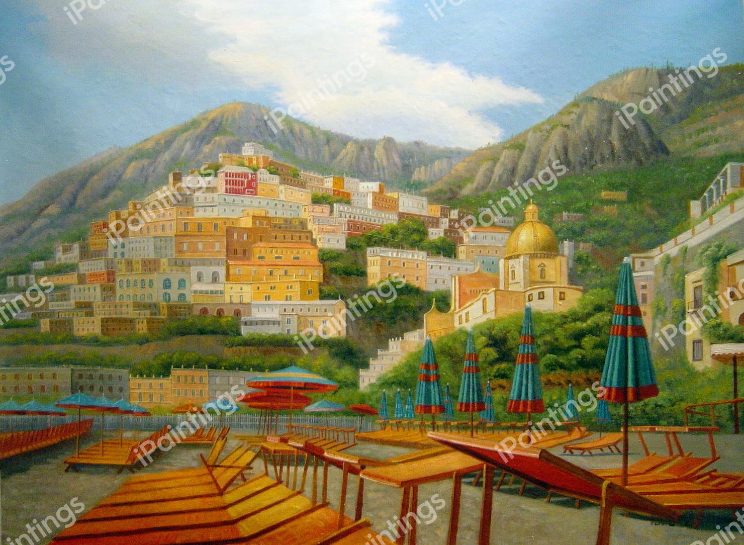 Gorgeous Beach In Positano. The painting by Our Originals