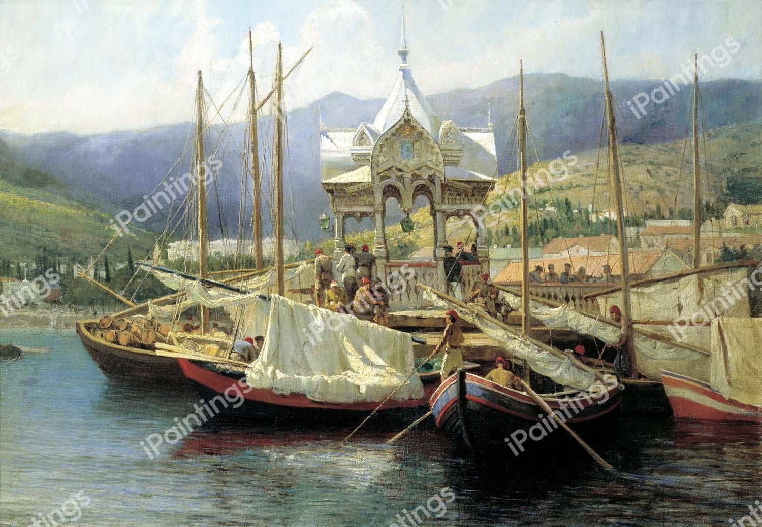 A Seaport in Yalta. The painting by Grigoriy Myasoyedov