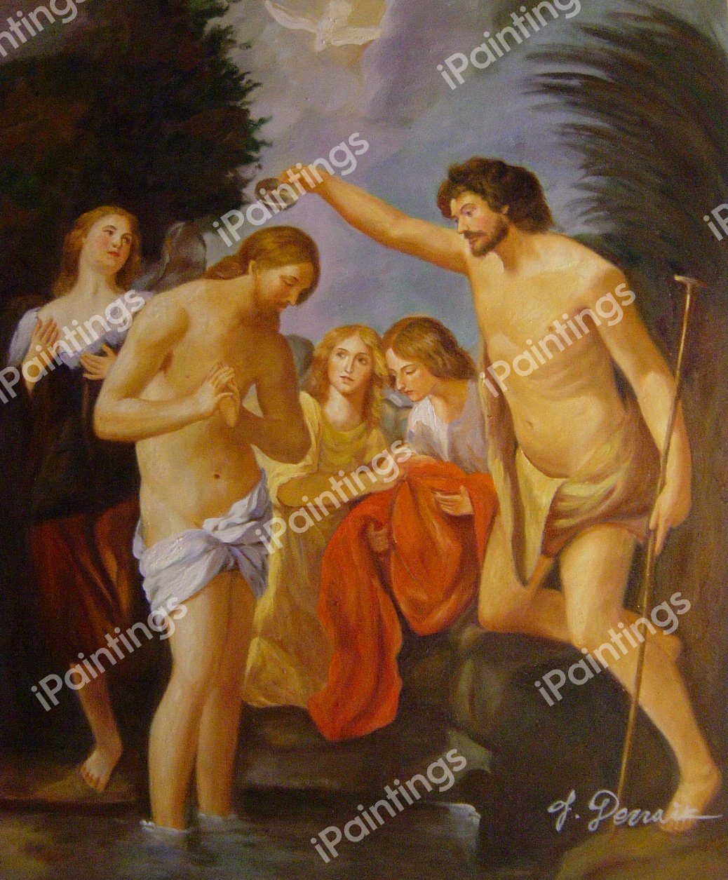 Baptism Of Christ. The painting by Guido Reni