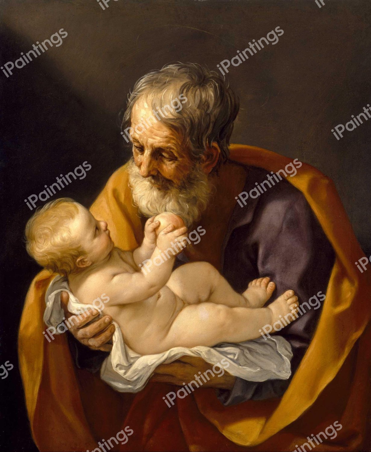 Christ Child with Saint Joseph. The painting by Guido Reni