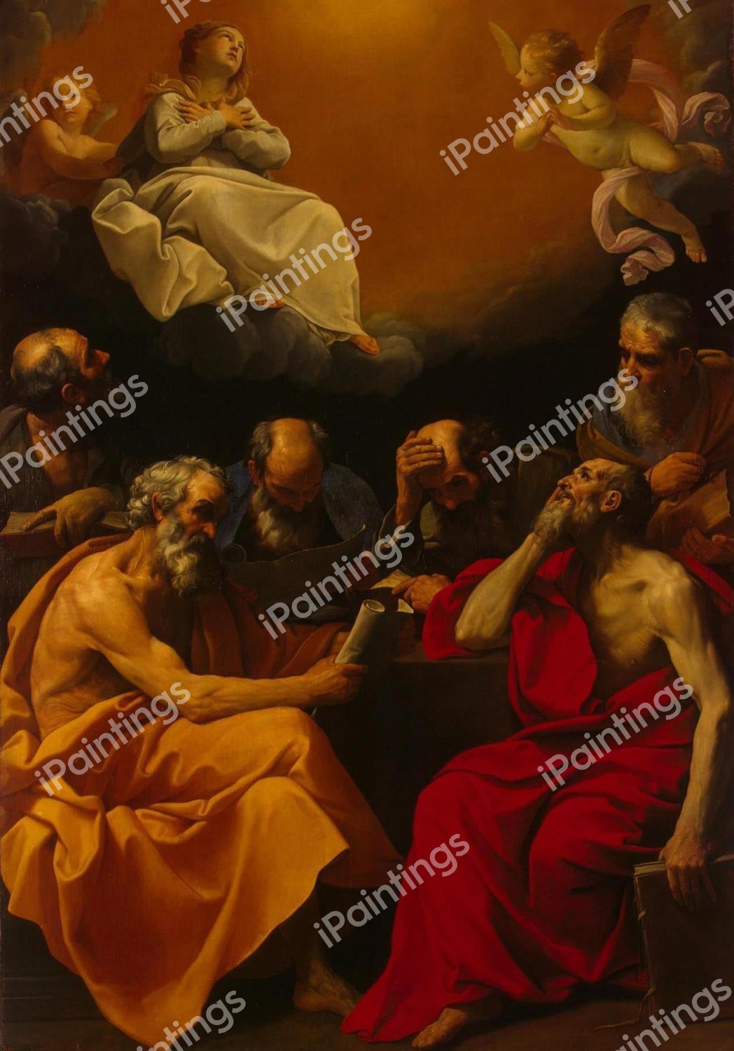 Fathers of the Church Disputing the Dogma of the Immaculate Conception. The painting by Guido Reni