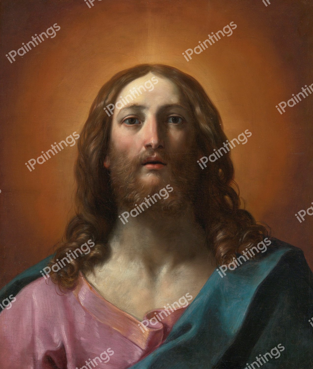 A Head of Christ. The painting by Guido Reni
