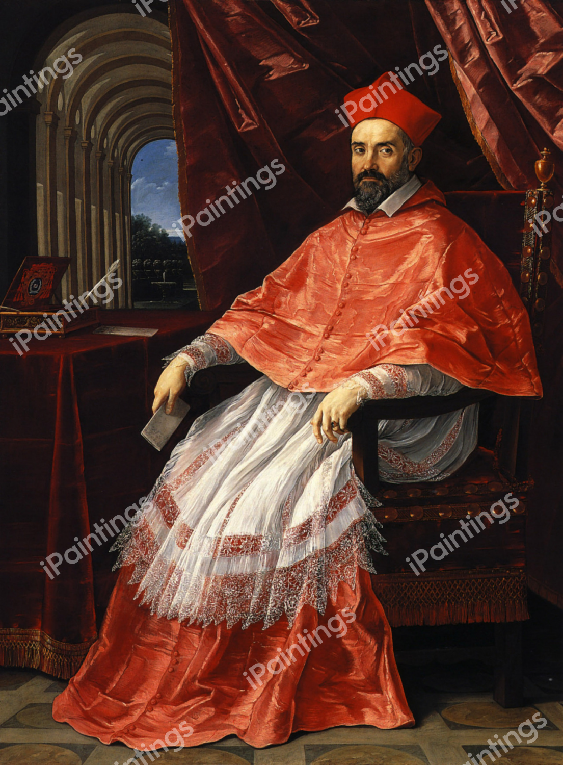 Portrait of Cardinal Roberto Ubaldini. The painting by Guido Reni