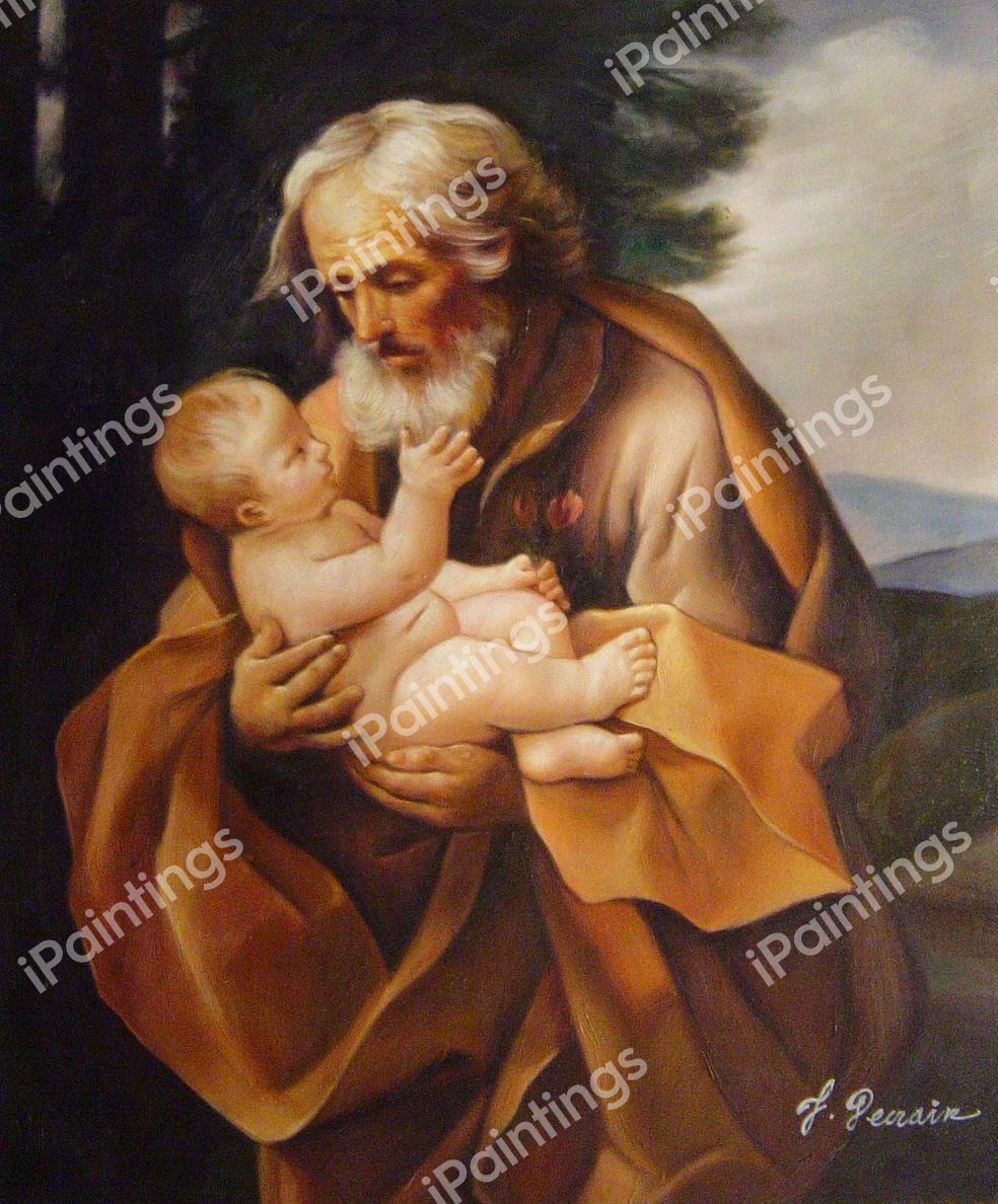 St. Joseph With The Infant Jesus. The painting by Guido Reni