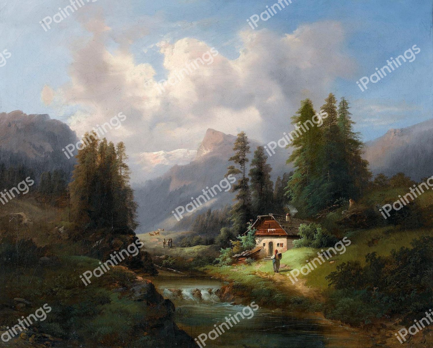 Idyllic Mountain Landscape. The painting by Gustav Barbarini